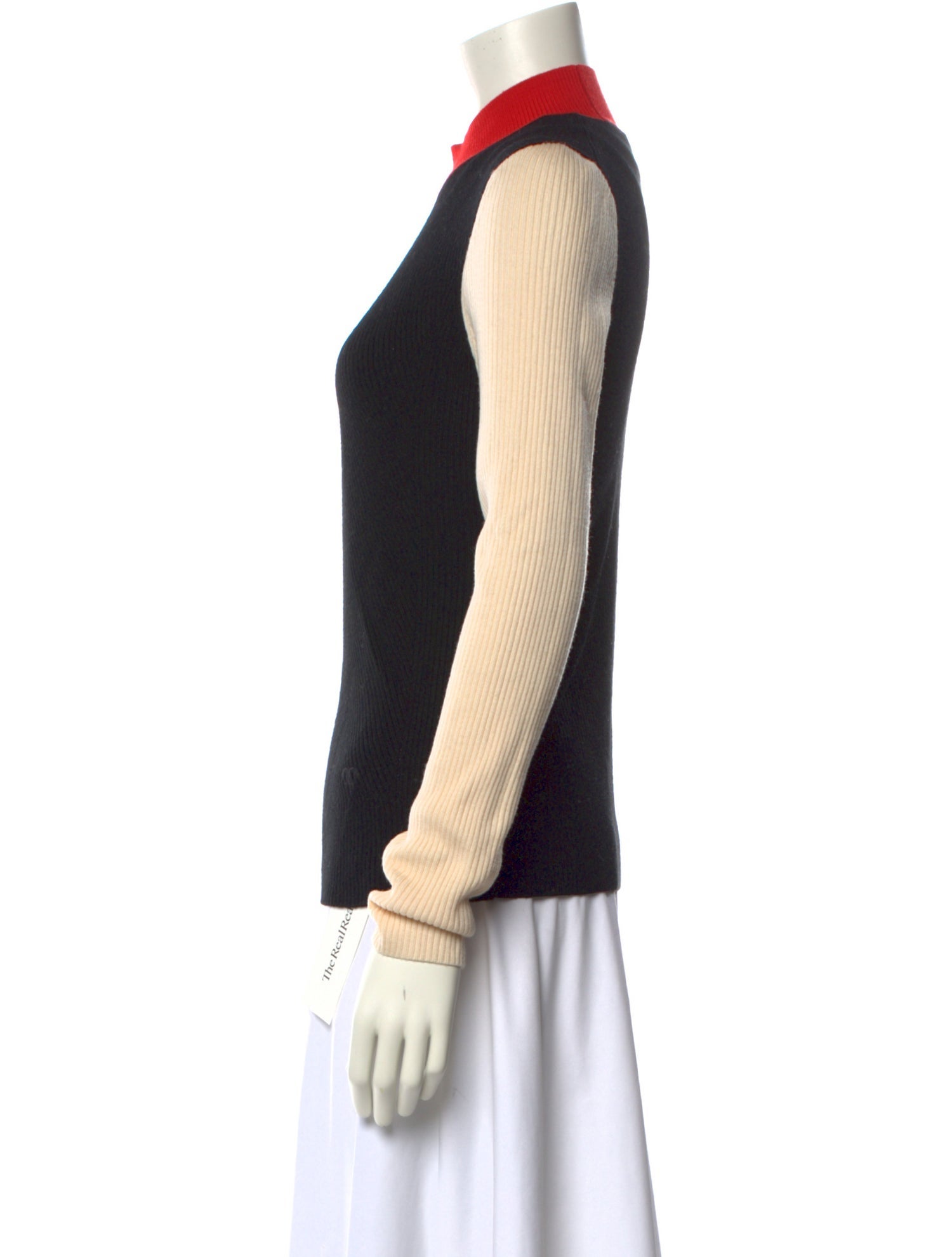 Tory Burch Merino Wool Colorblock Pattern Sweater