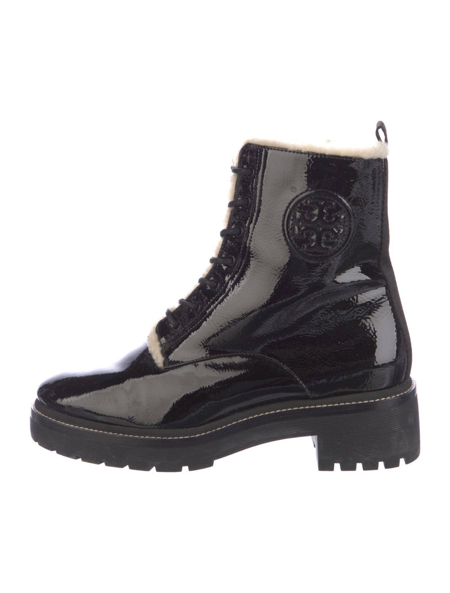 Tory Burch Patent Leather Combat Boots
