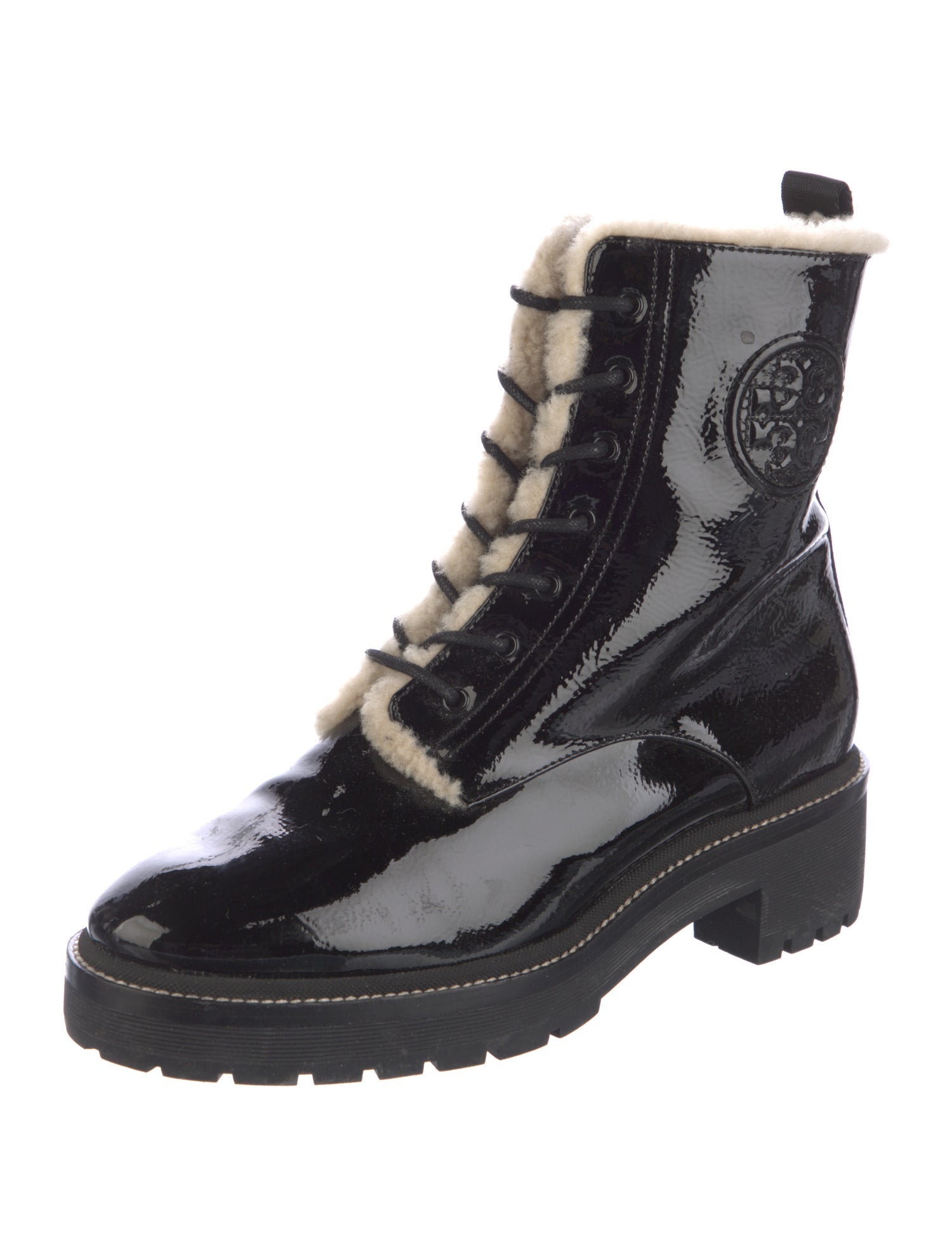 Tory Burch Patent Leather Combat Boots