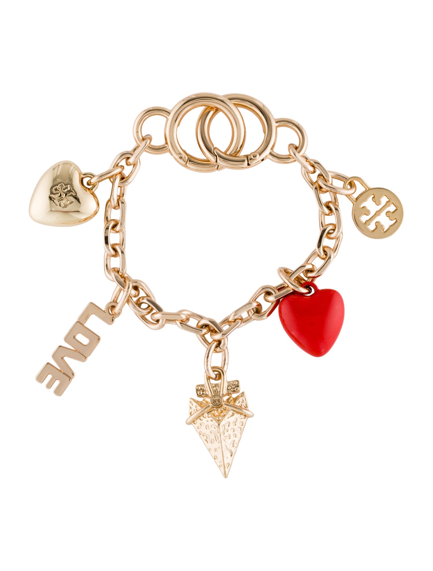 Tory Burch Heart, Love, Logo Charm Bracelet