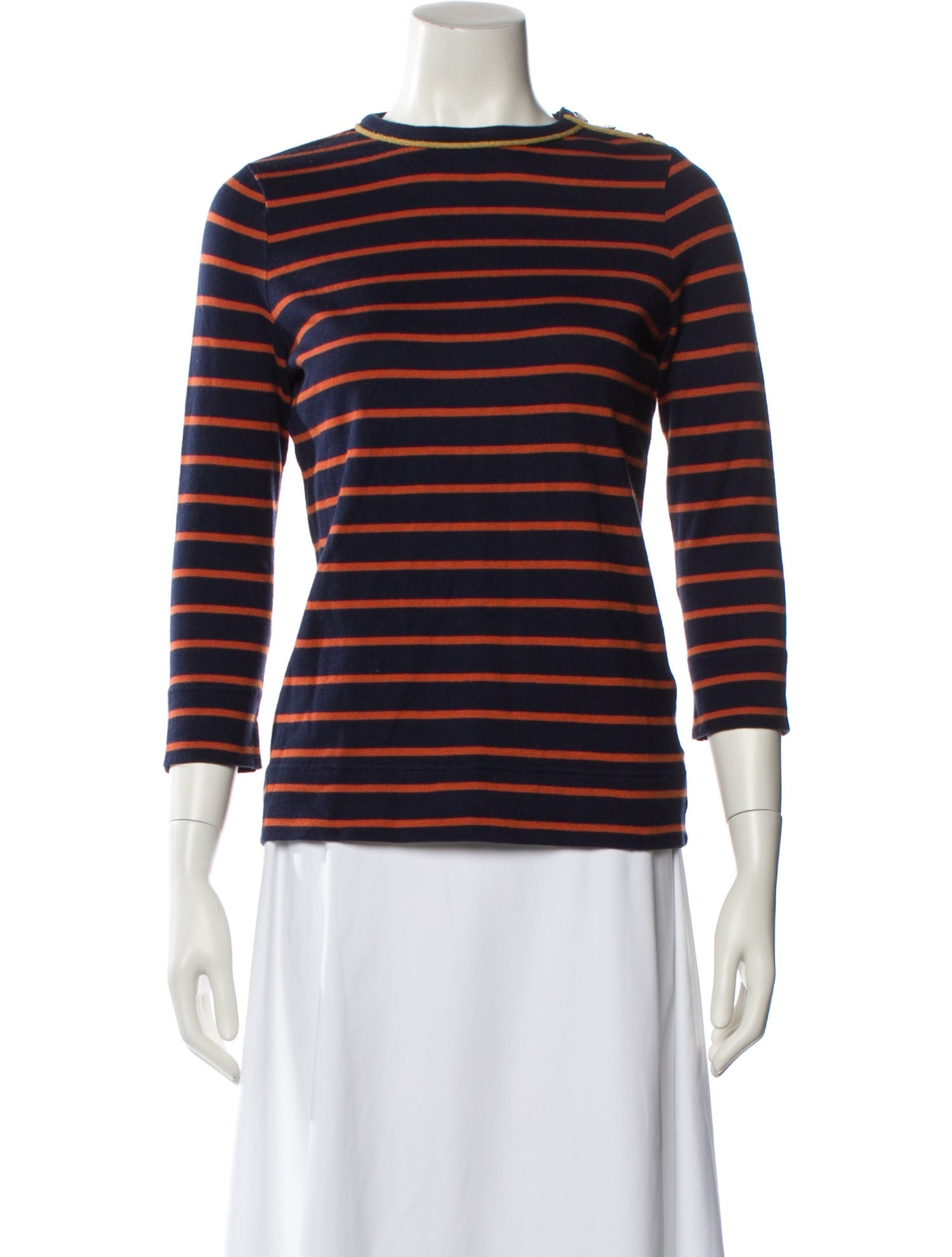 Tory Burch Striped Crew Neck Top