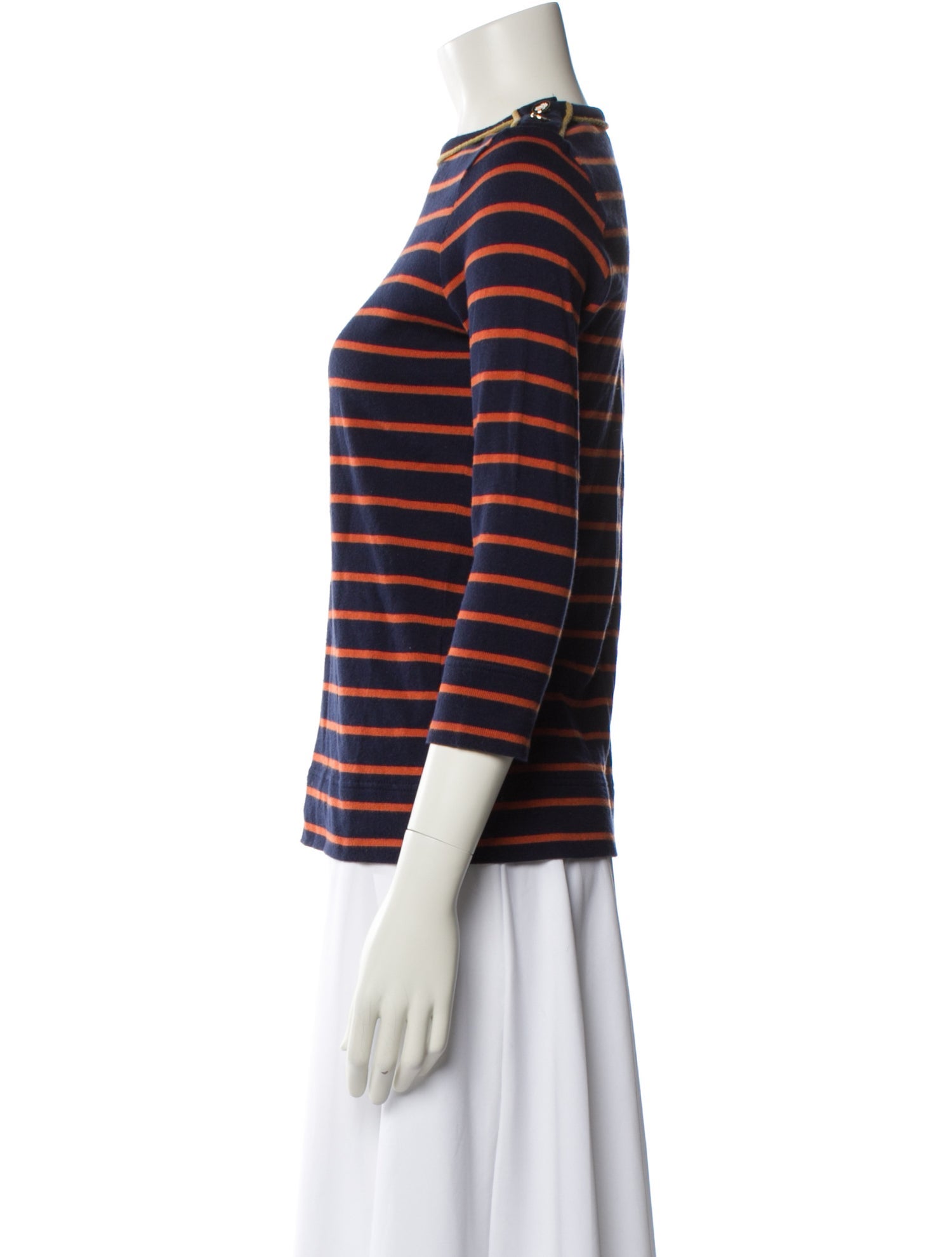 Tory Burch Striped Crew Neck Top