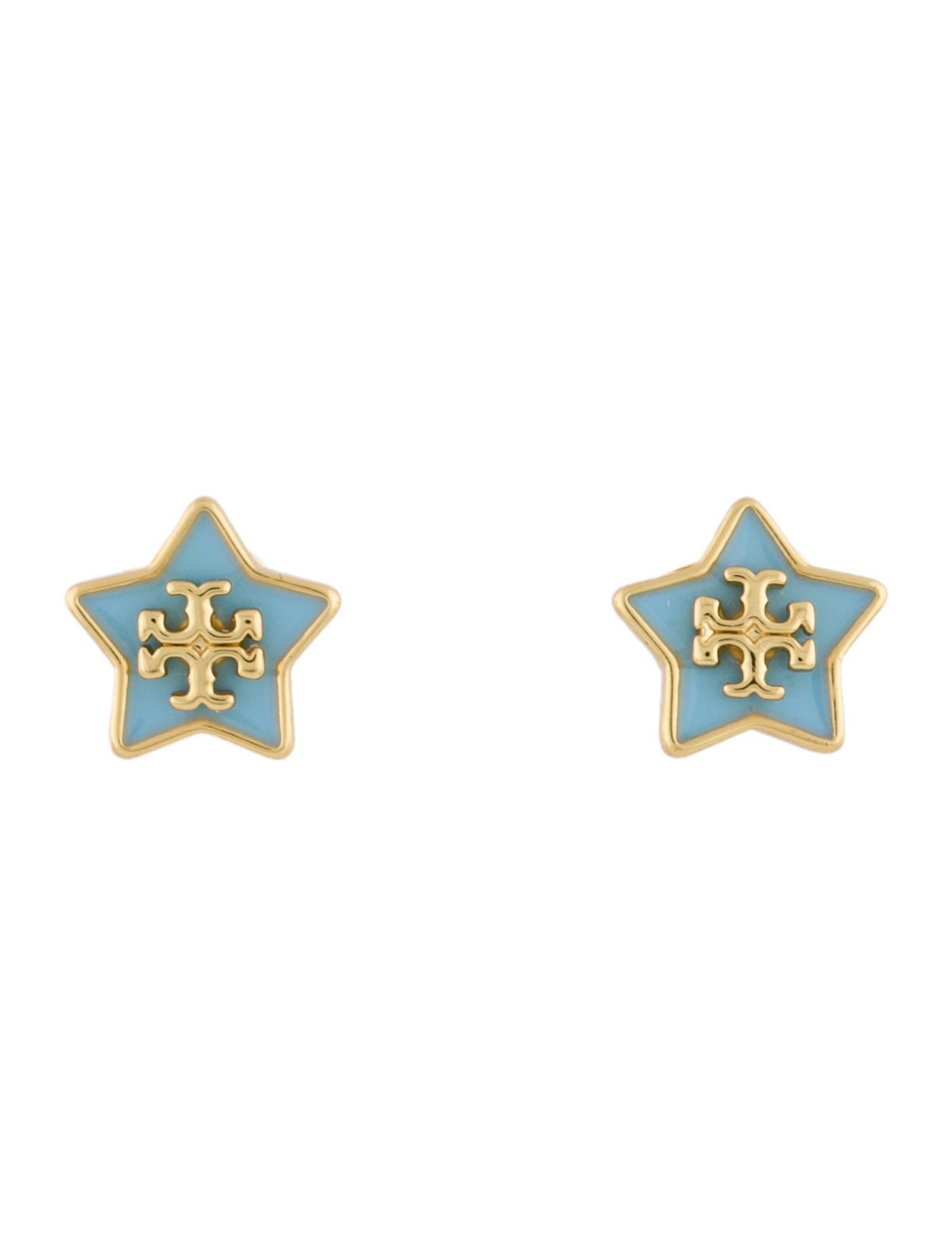 Tory Burch Enamel Logo Star Stud Earrings