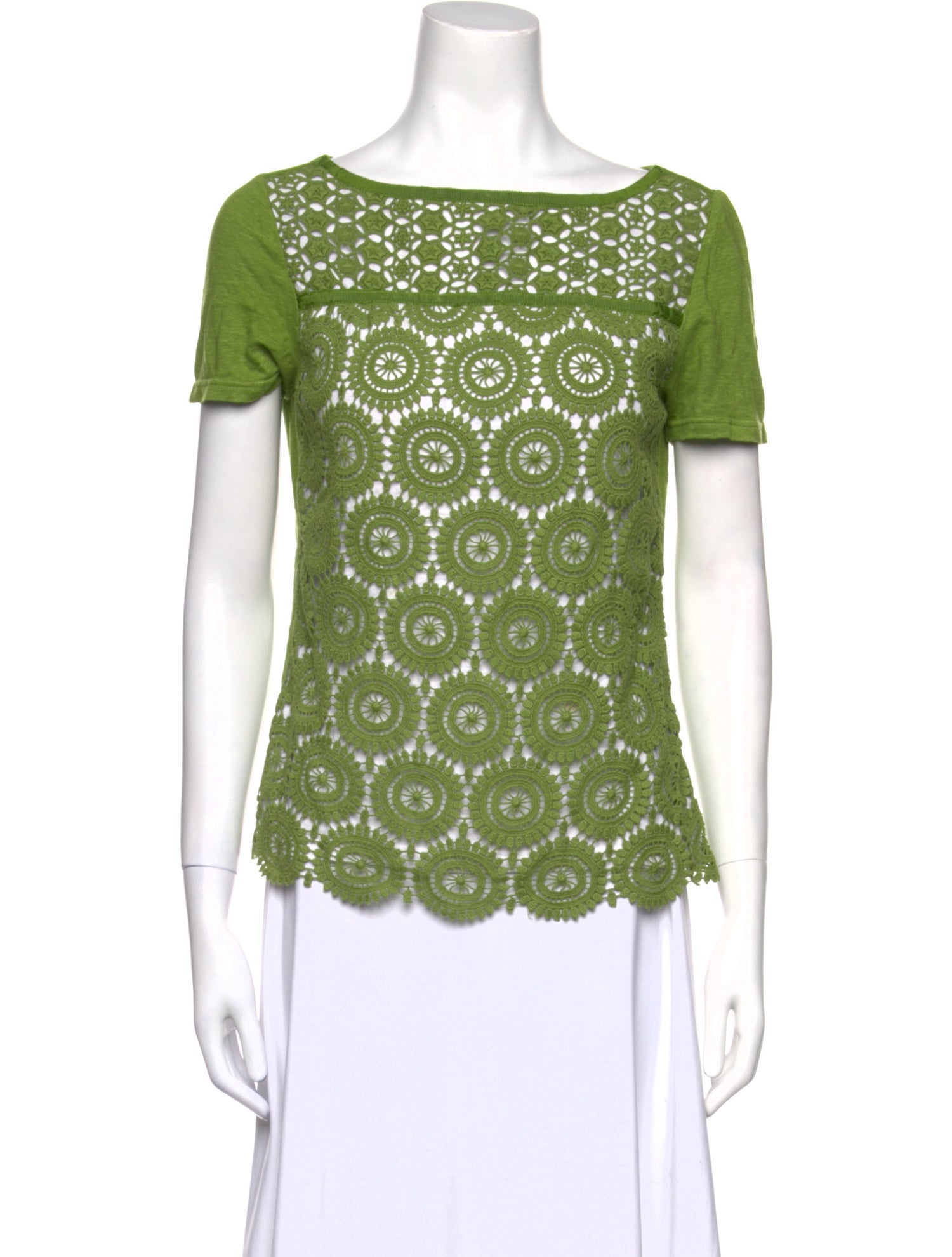 Tory Burch Bateau Neckline Short Sleeve Top
