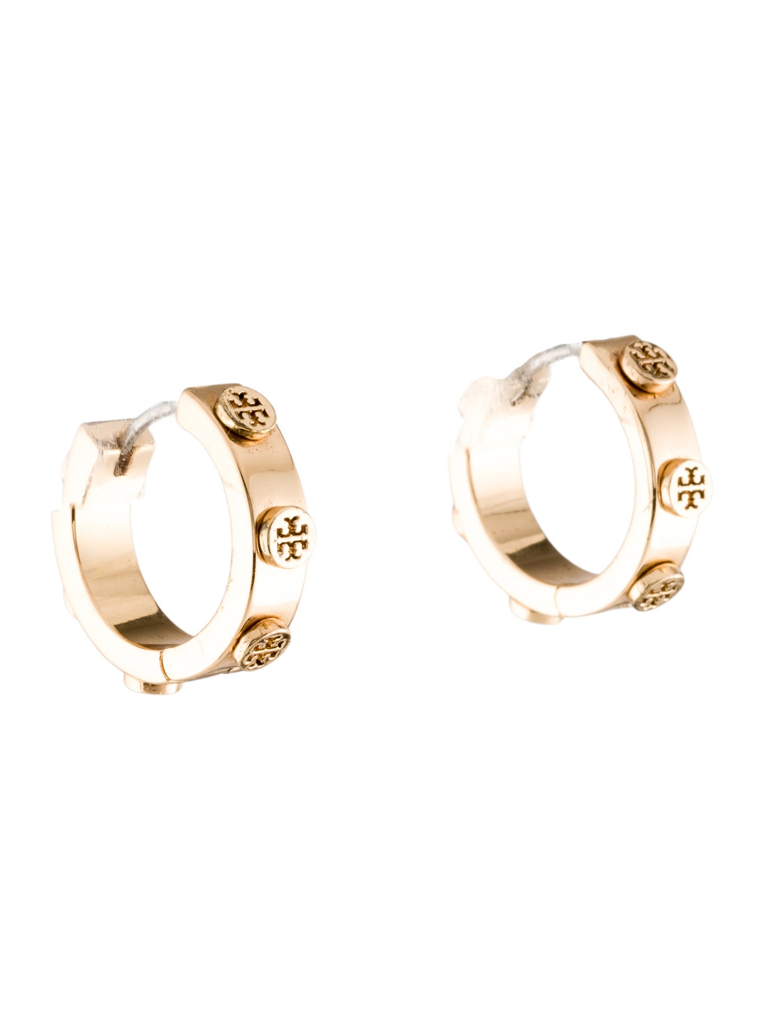 Tory Burch Logo Stud Huggie Earrings