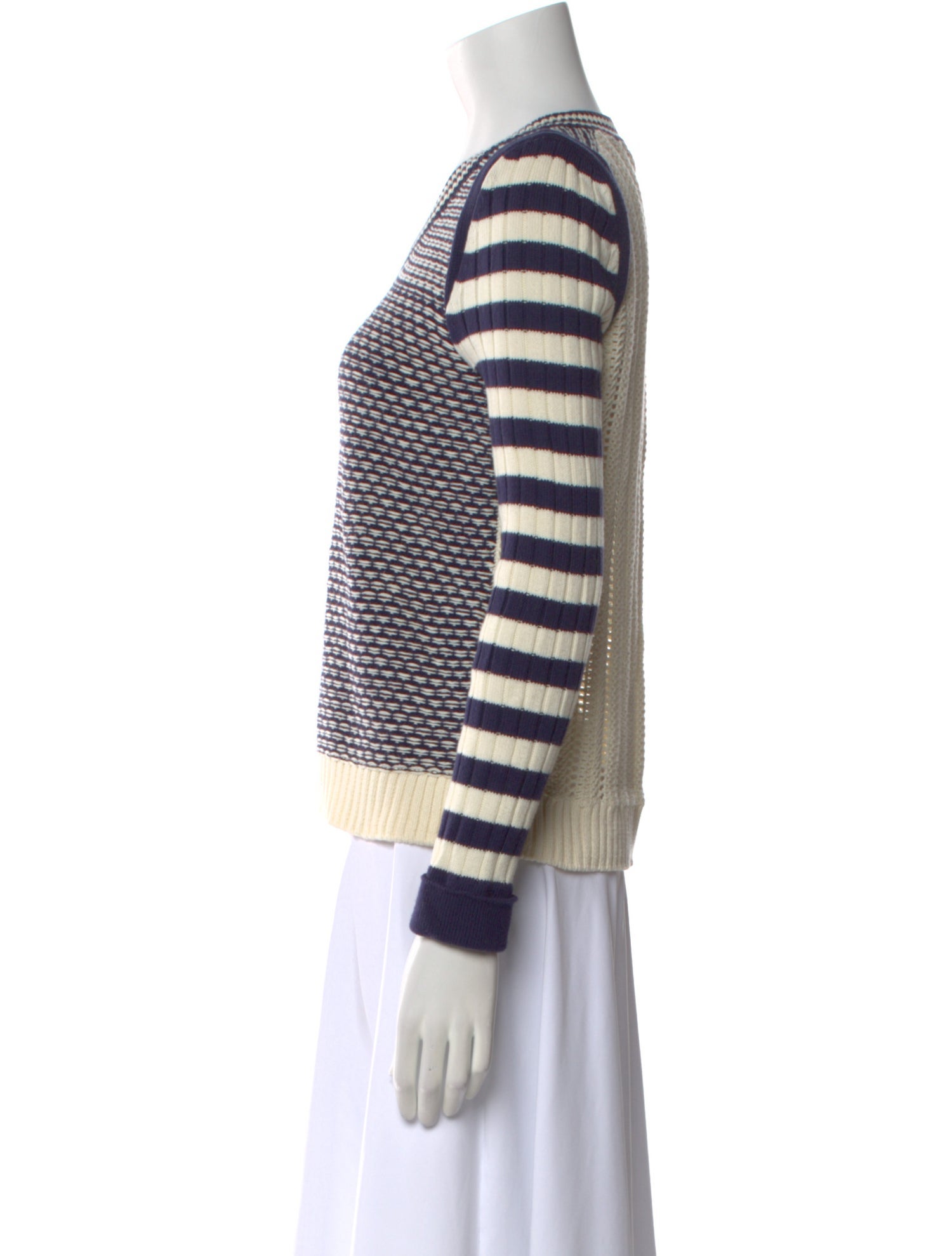 Tory Burch Striped V-Neck Sweater