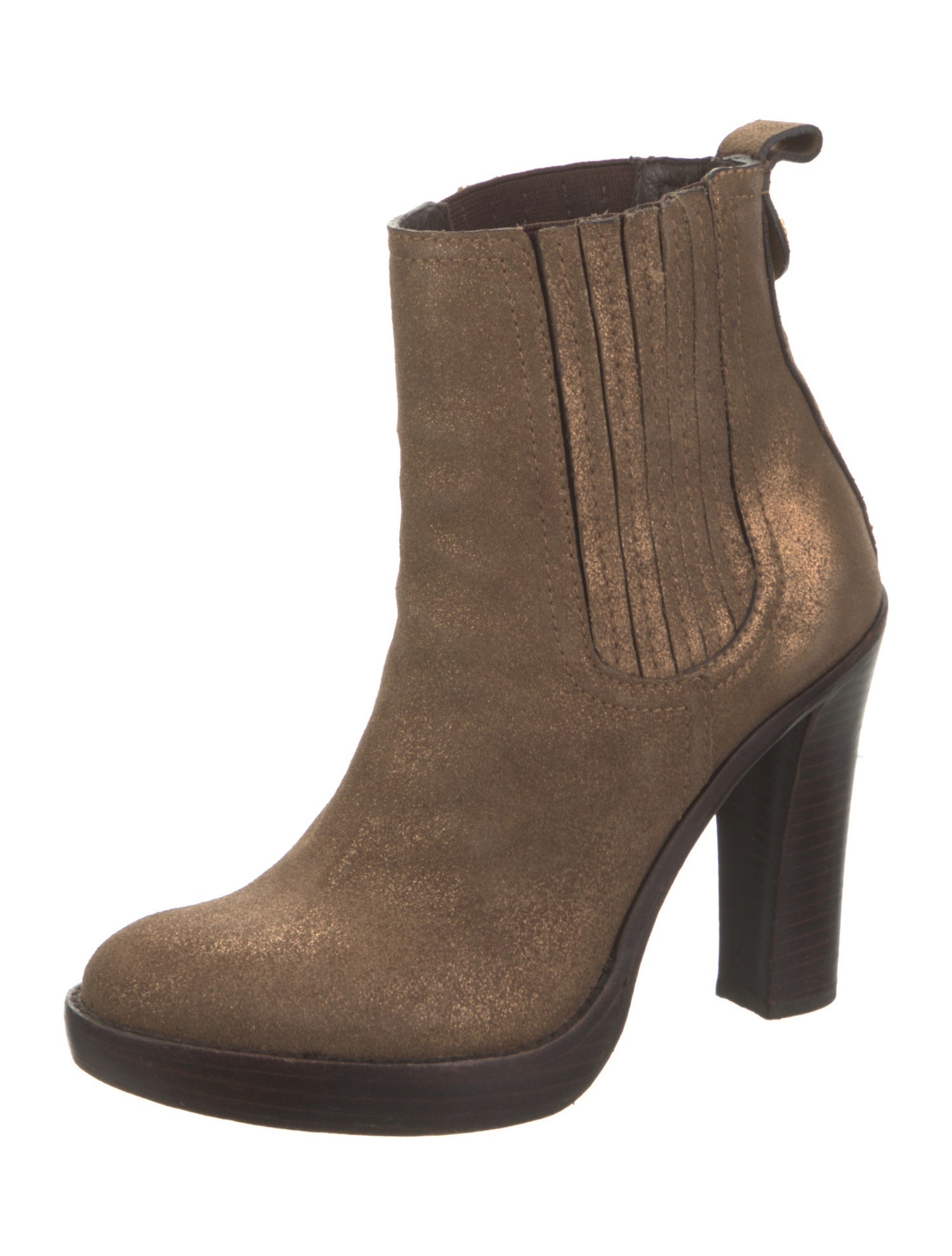 Tory Burch Leather Glitter Accents Chelsea Boots