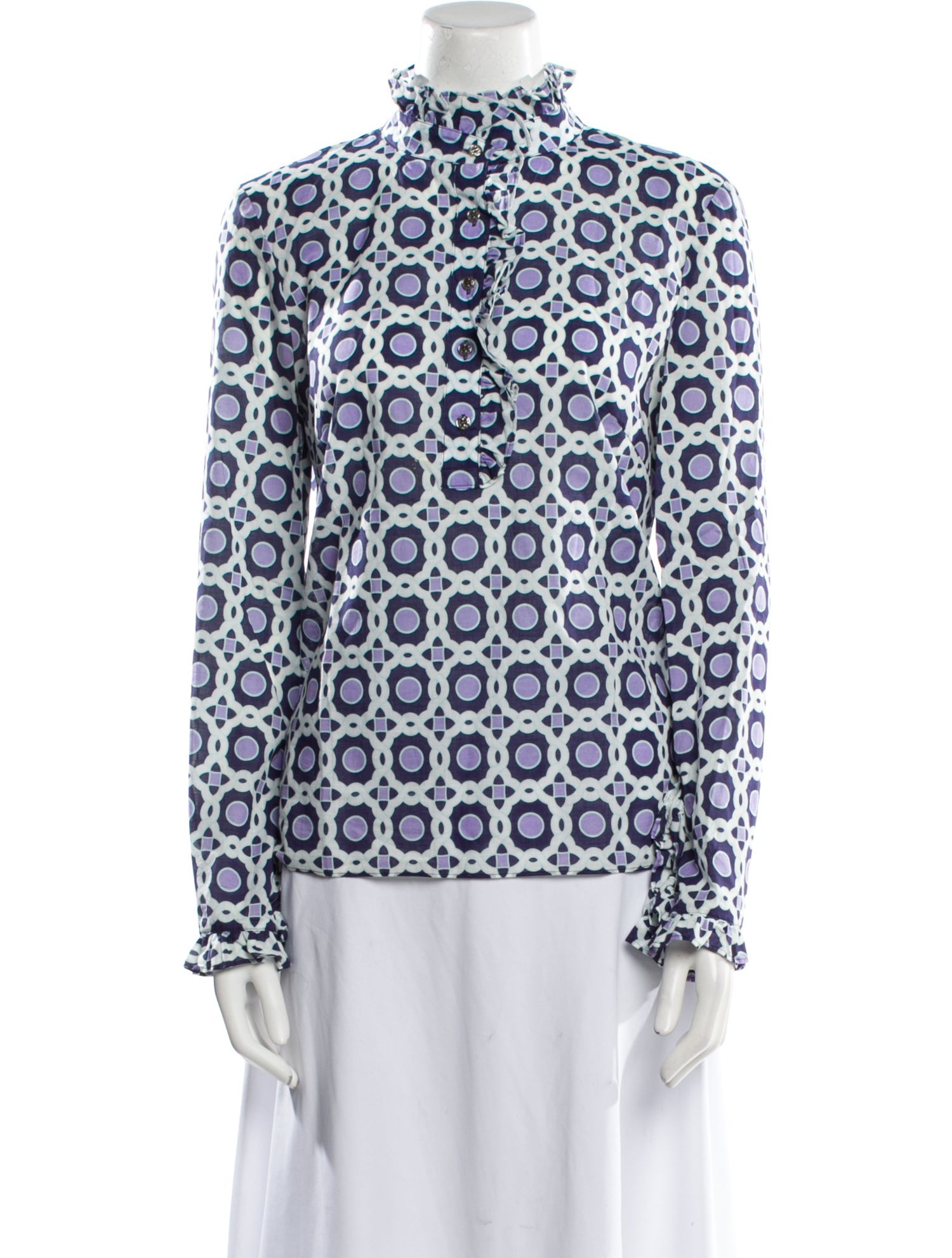 Tory Burch Printed Mock Neck Blouse