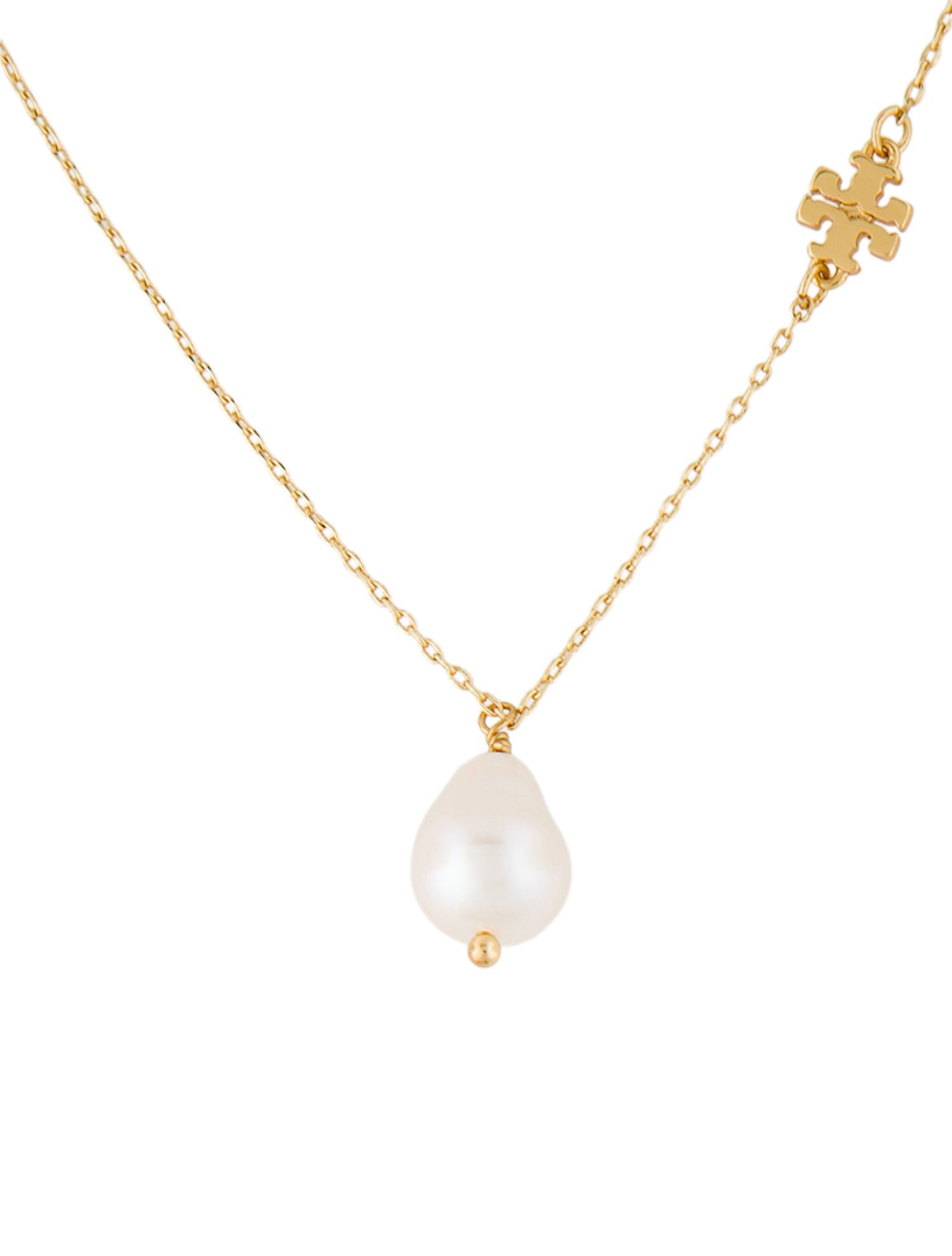 Tory Burch Pearl Logo Pendant Necklace