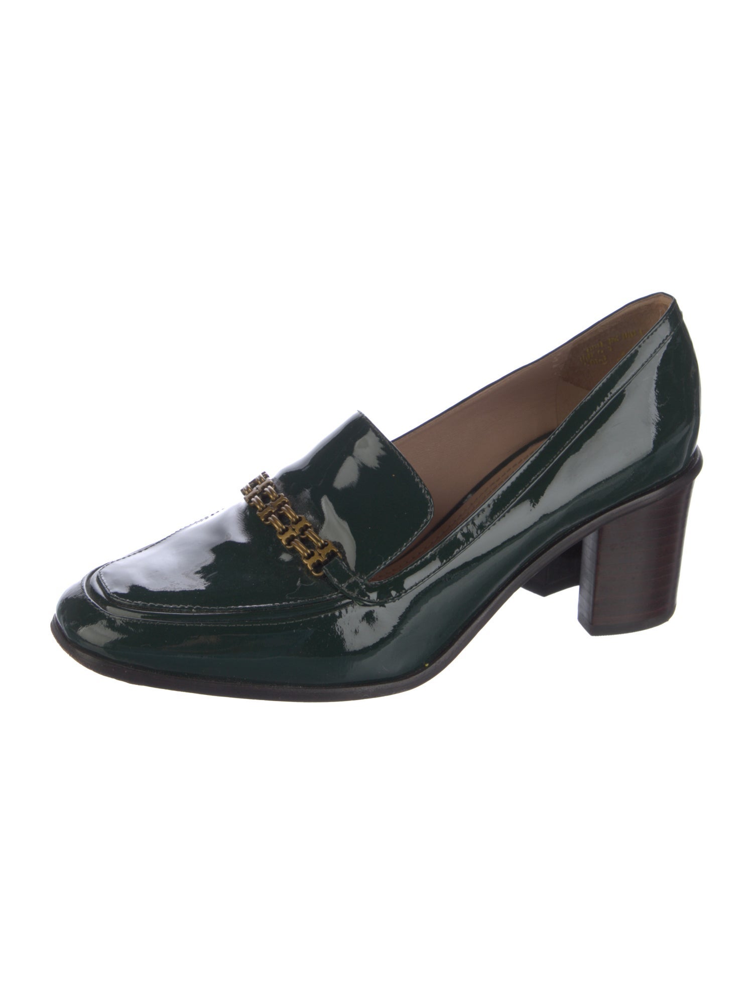 Tory Burch Patent Leather Chain-Link Accents Pumps