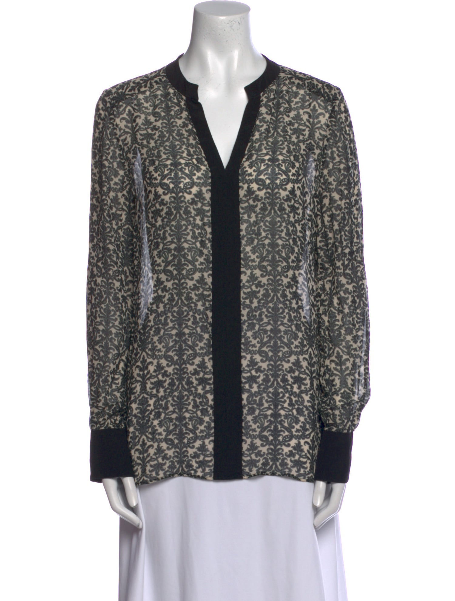 Tory Burch Printed V-Neck Button-Up Top