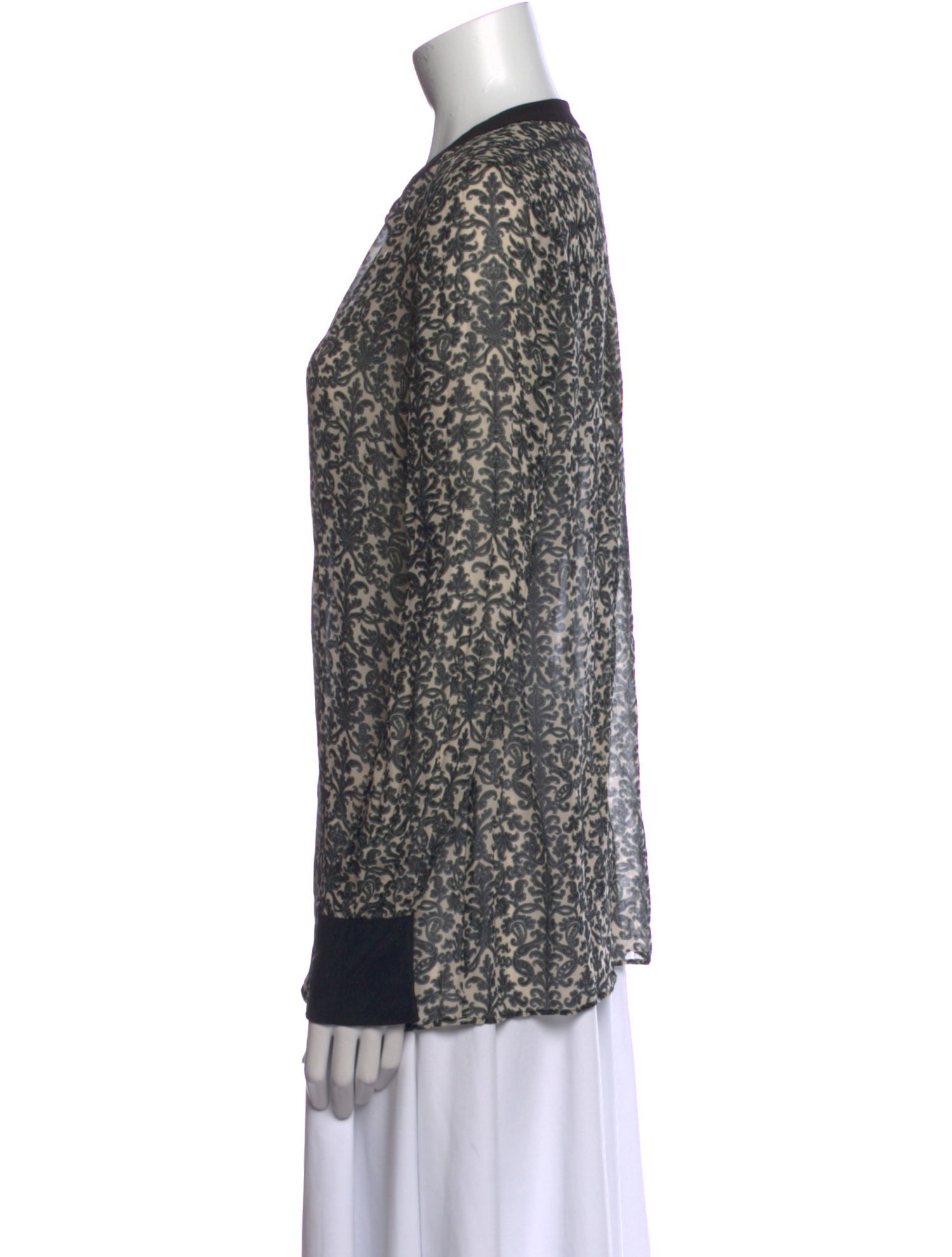 Tory Burch Printed V-Neck Button-Up Top