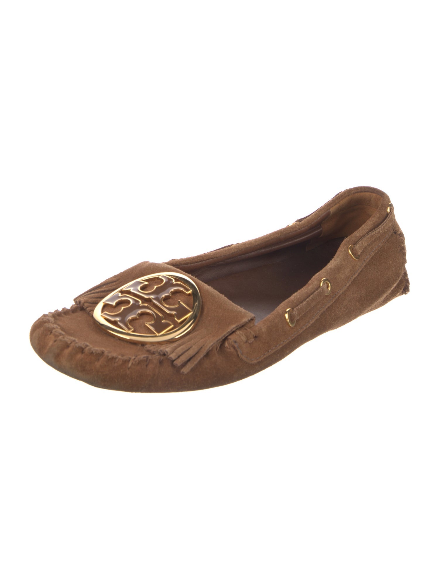 Tory Burch Suede Fringe Trim Accent Loafers