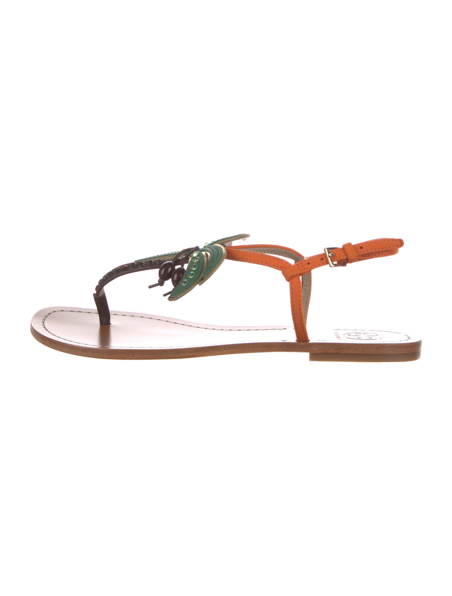 Tory Burch Leather Crystal Embellishments Slingback Sandals w/ Tags