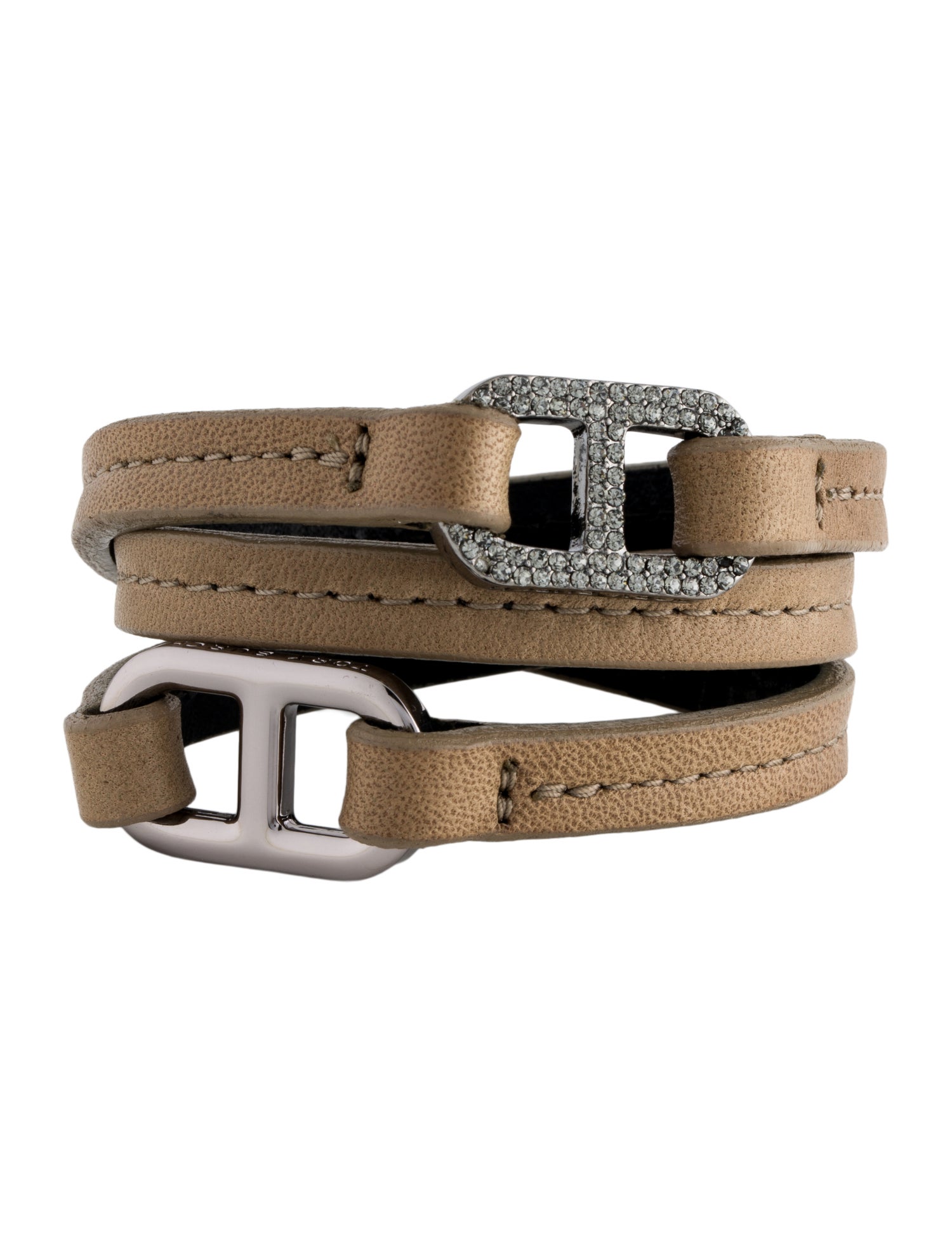 Tory Burch Crystal Pavé Plato Link Triple Wrap Bracelet