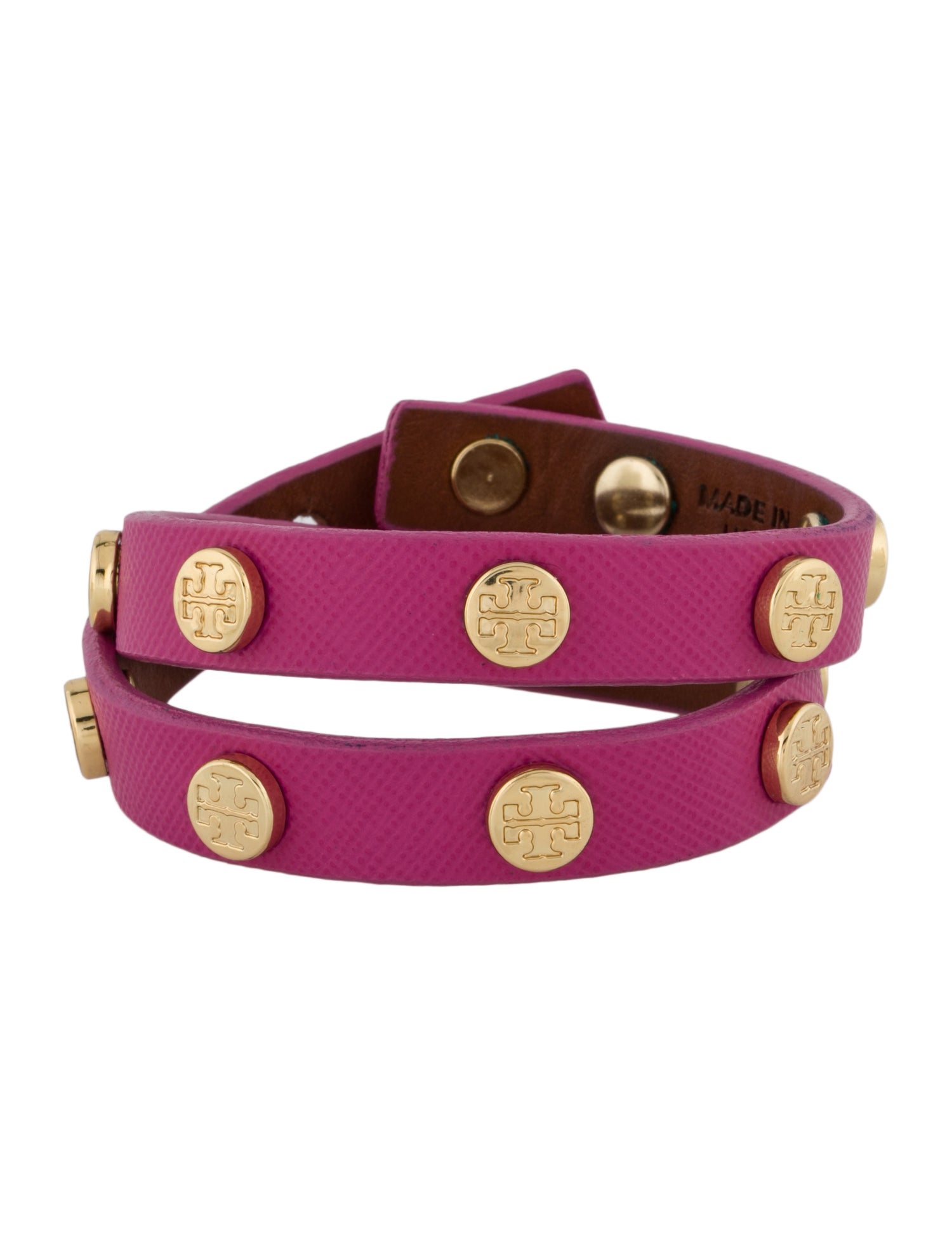 Tory Burch Leather Studded Double Wrap Bracelet