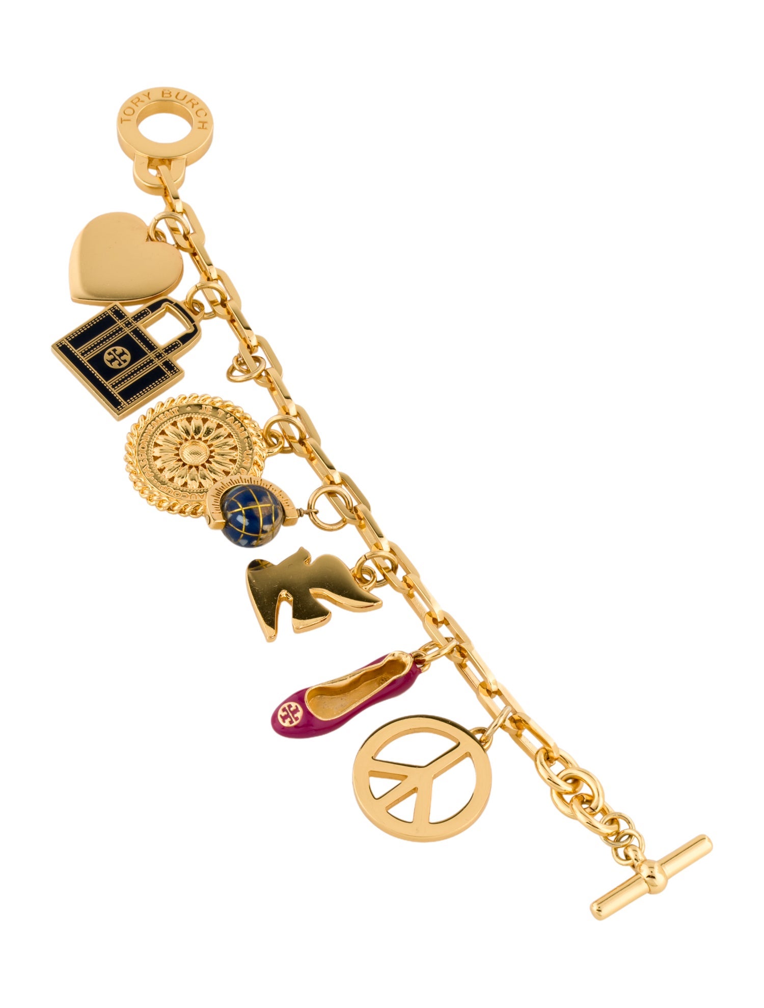 Tory Burch Enamel Charm Toggle Bracelet