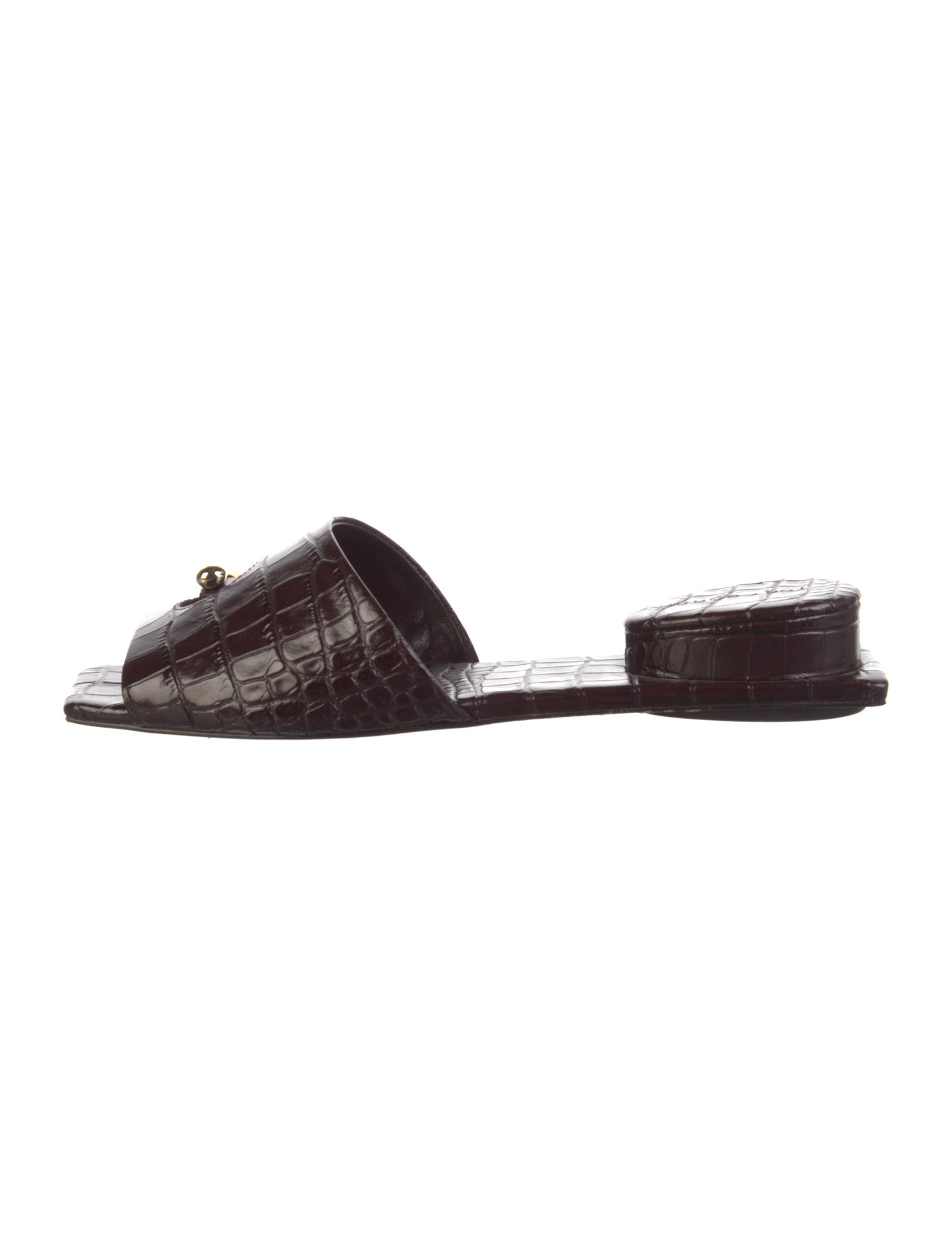 Tory Burch Embossed Leather Cutout Accent Slides