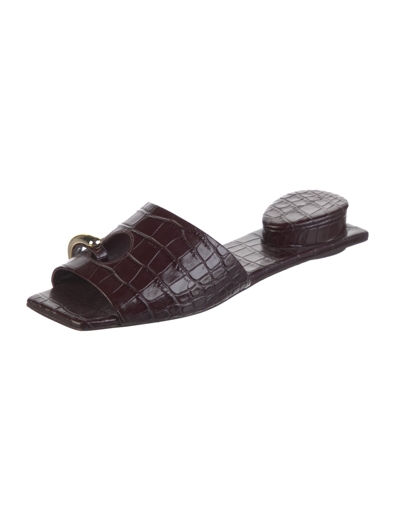 Tory Burch Embossed Leather Cutout Accent Slides