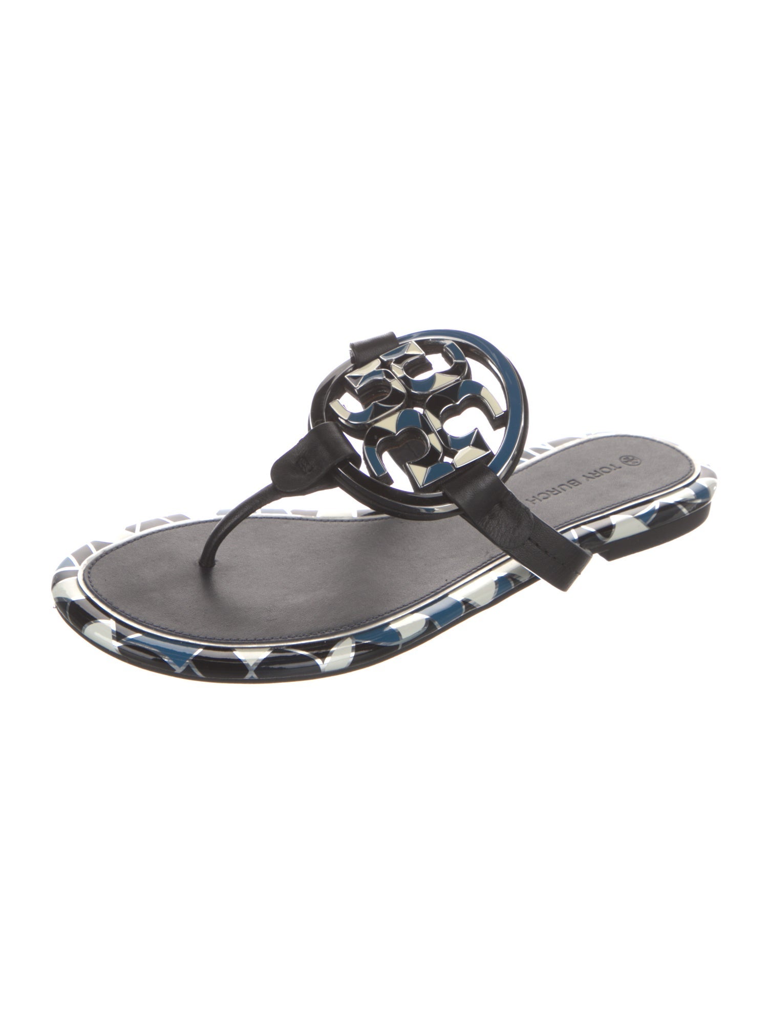 Tory Burch Leather Printed Slides
