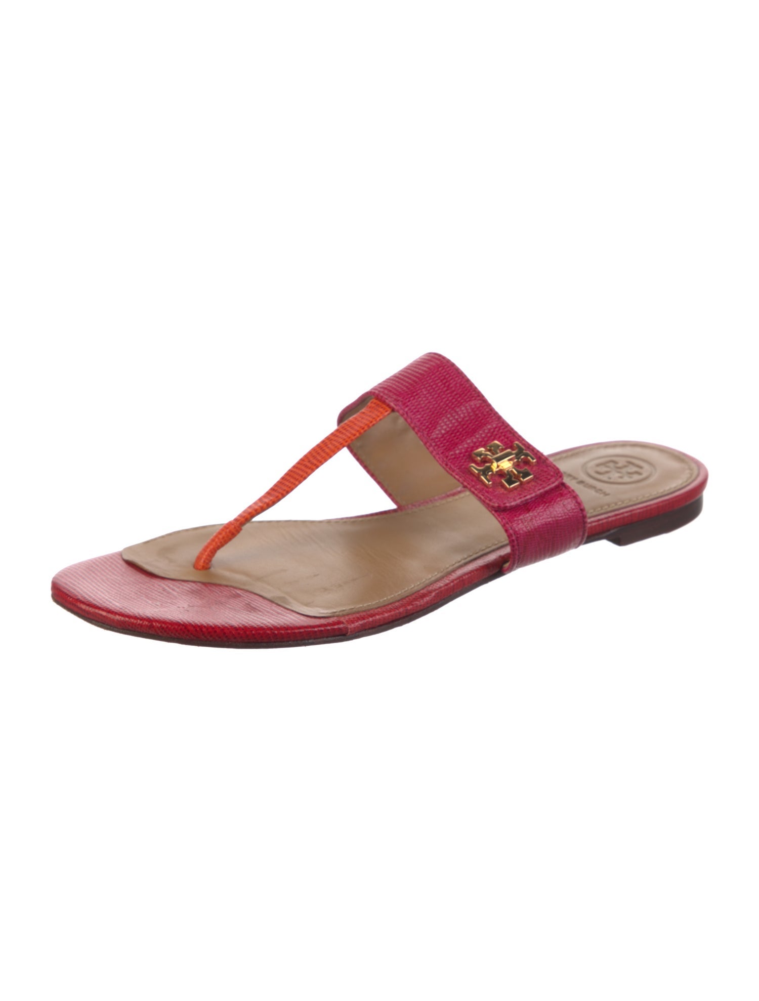 Tory Burch Embossed Leather Slides