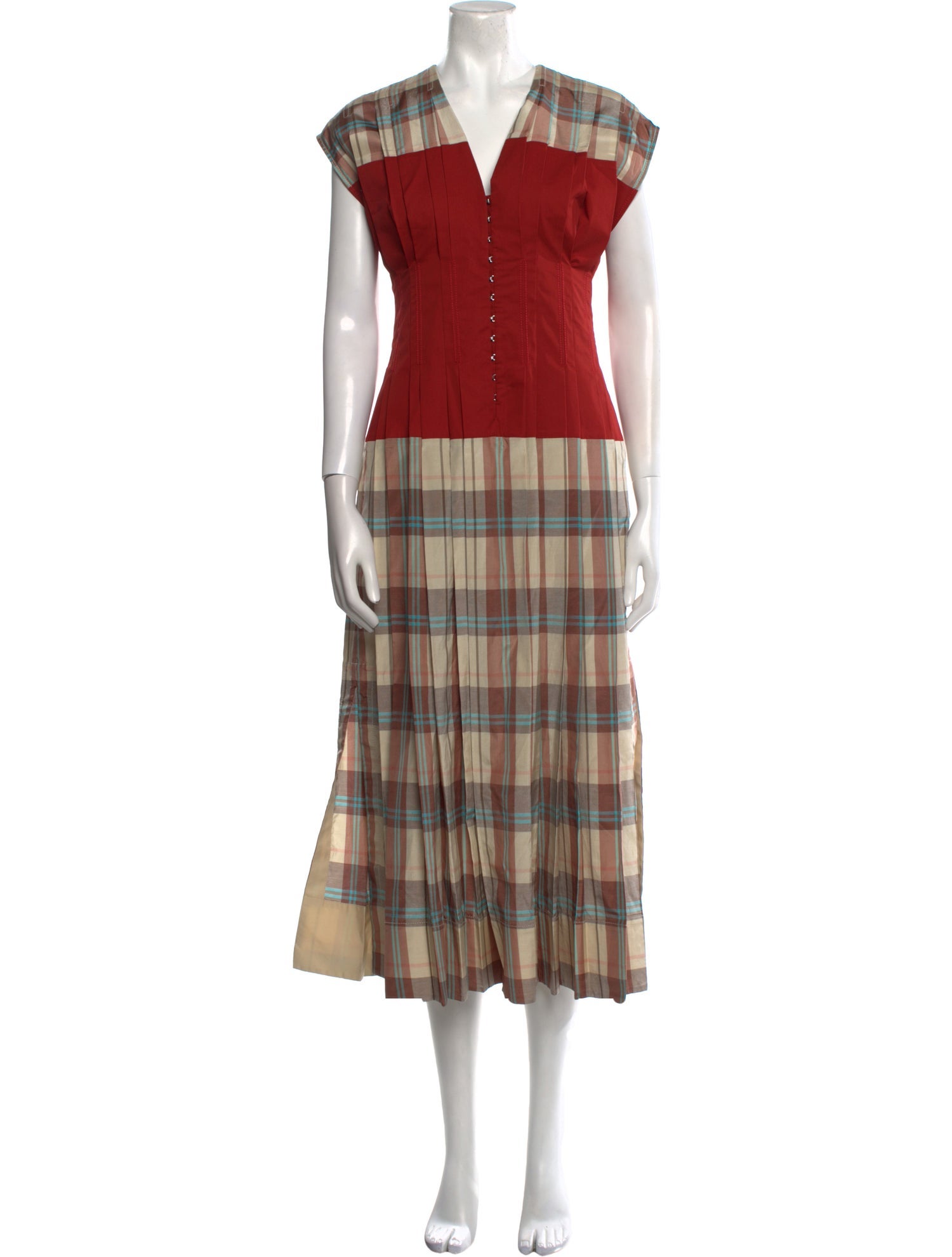 Tory Burch Plaid Print Long Dress