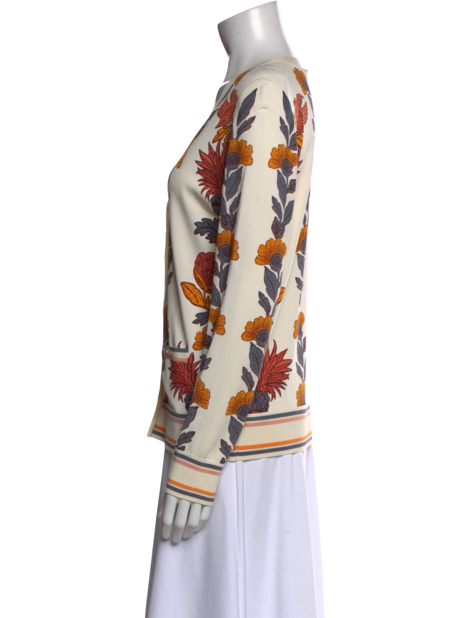 Tory Burch Printed V-Neck Button-Up Top