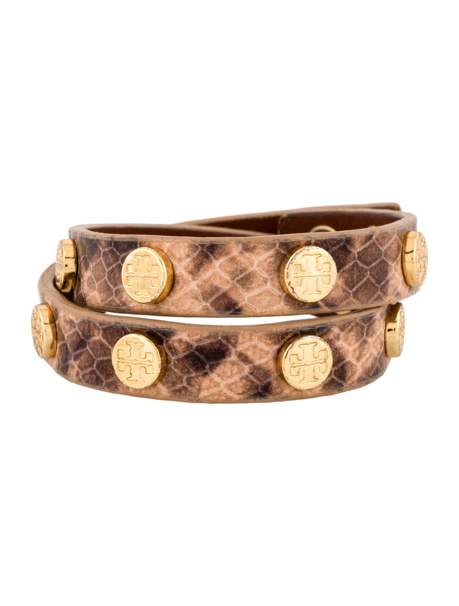 Tory Burch Leather Studded Double Wrap Bracelet