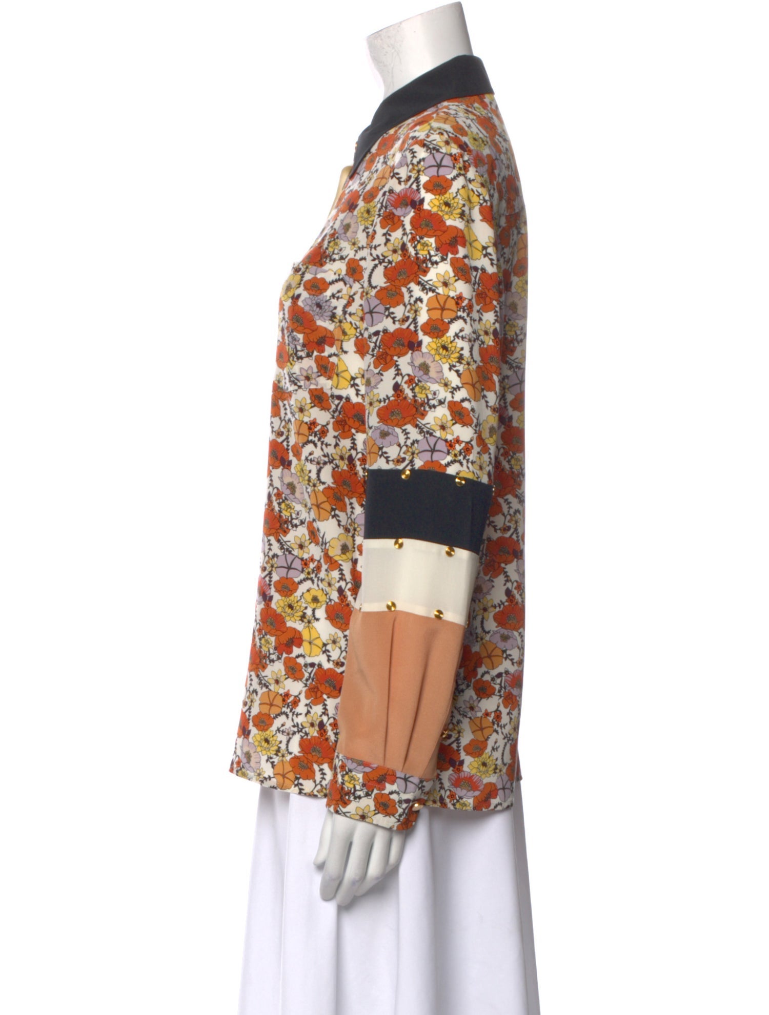 Tory Burch Silk Floral Print Button-Up Top