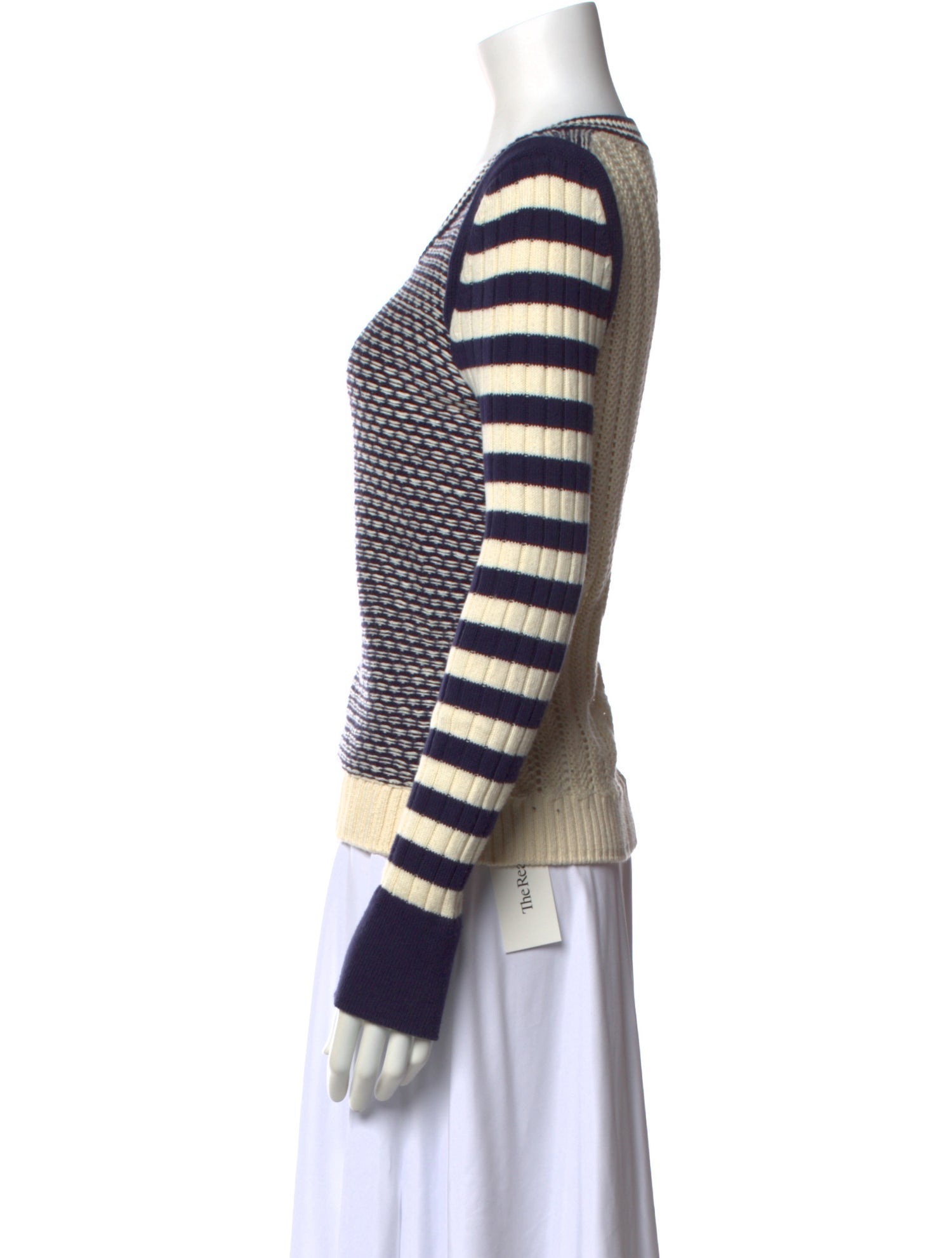 Tory Burch Striped V-Neck Sweatshirt