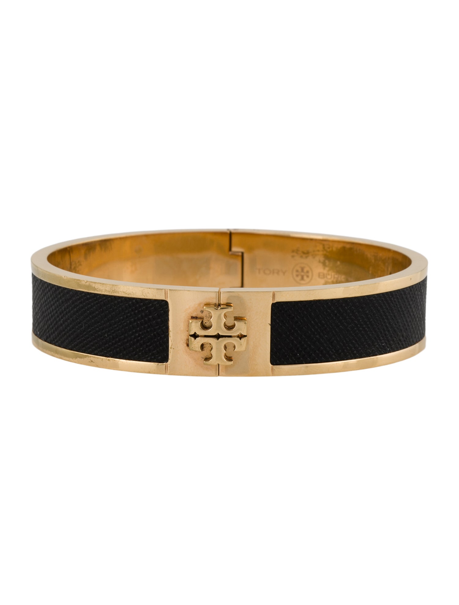 Tory Burch Leather Hinged Bangle Bracelet