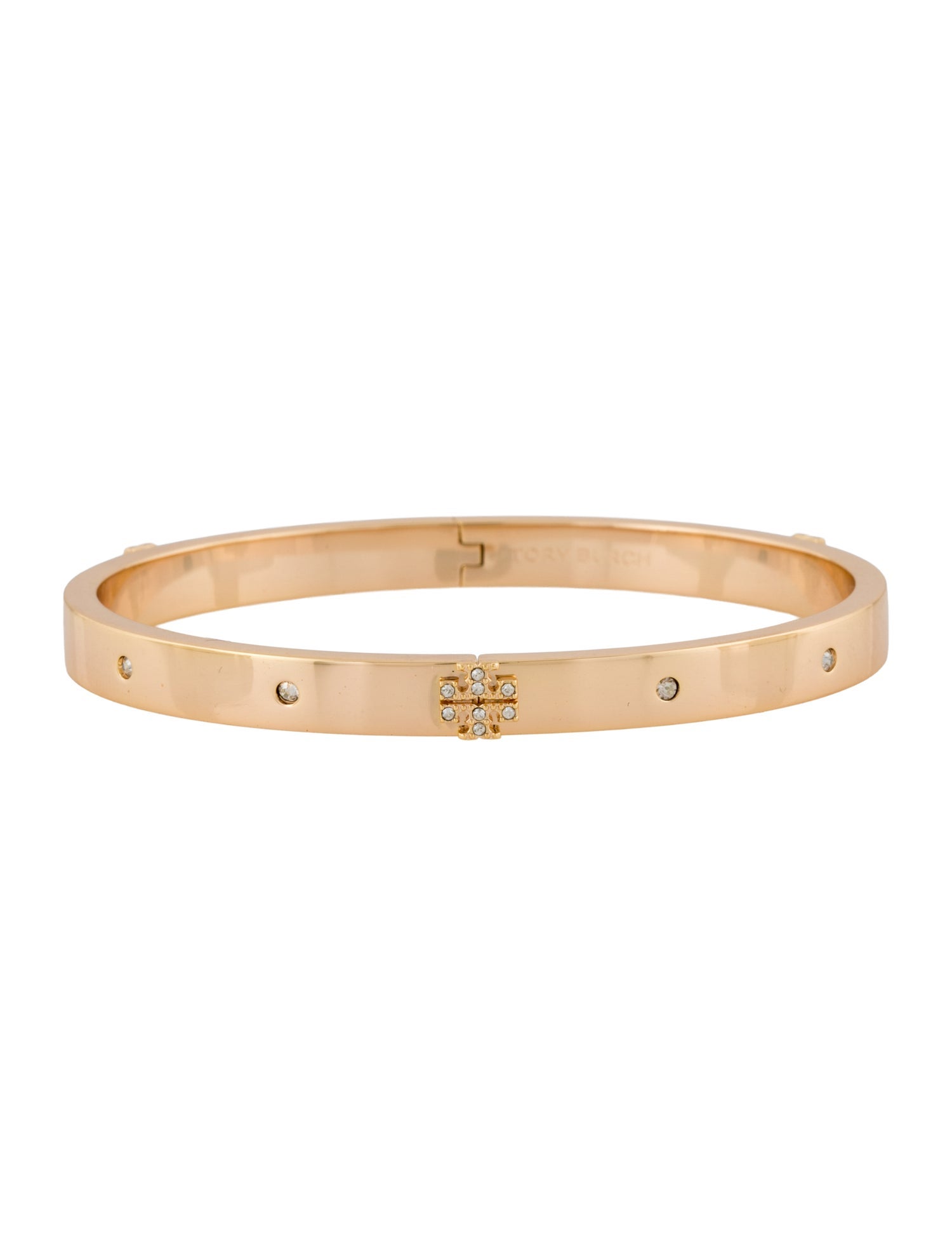 Tory Burch Pave Crystal Hinged Bangle Bracelet
