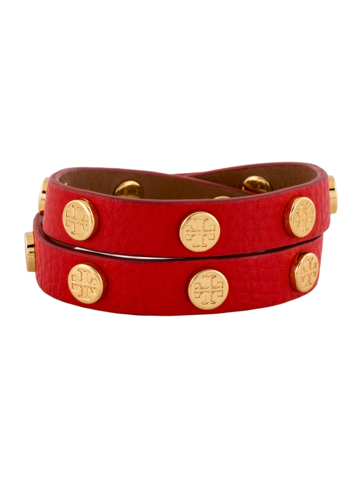 Tory Burch Leather Studded Double Wrap Bracelet