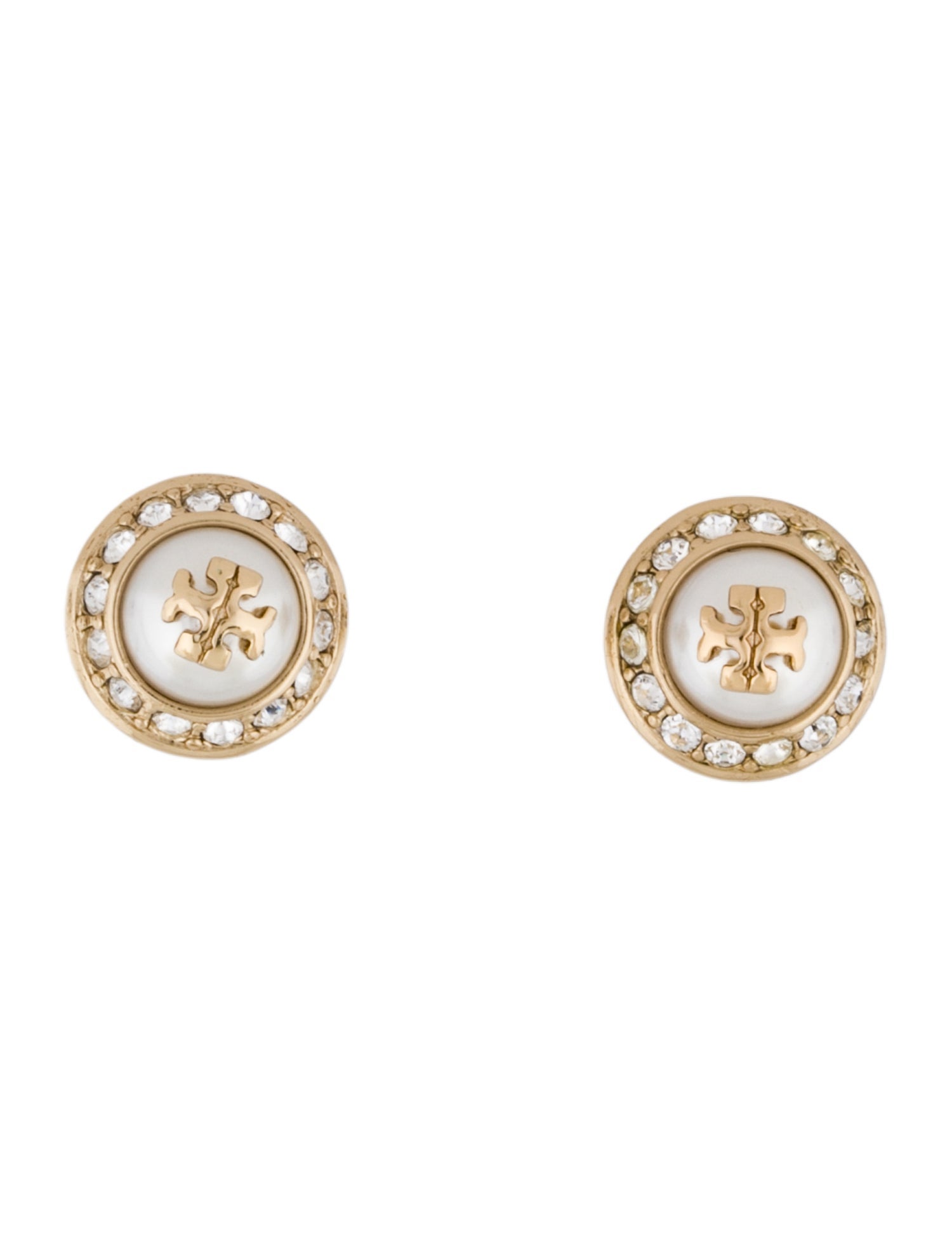 Tory Burch Faux Pearl & Crystal Natalie Stud Earrings
