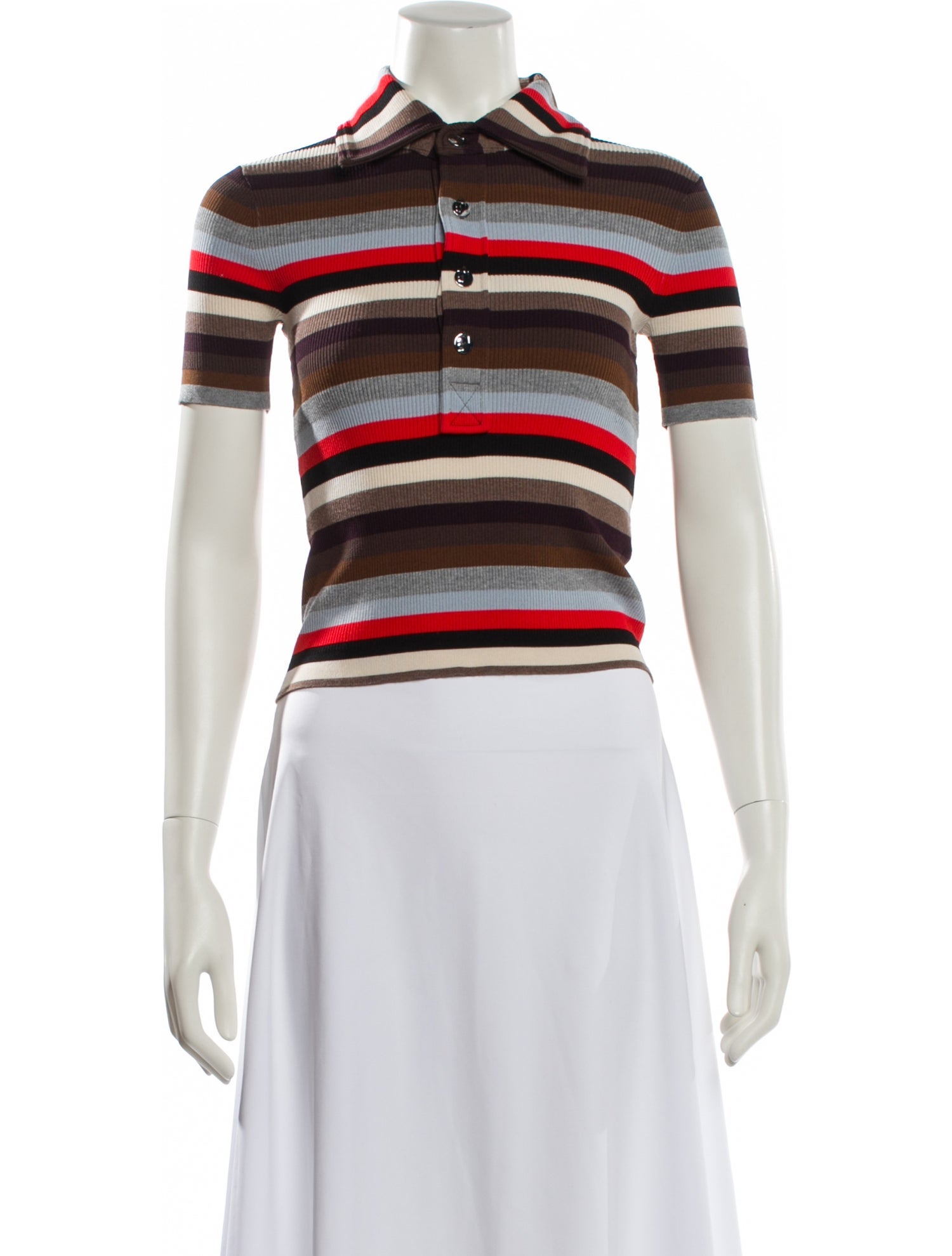 Tory Burch Striped Short Sleeve Polo