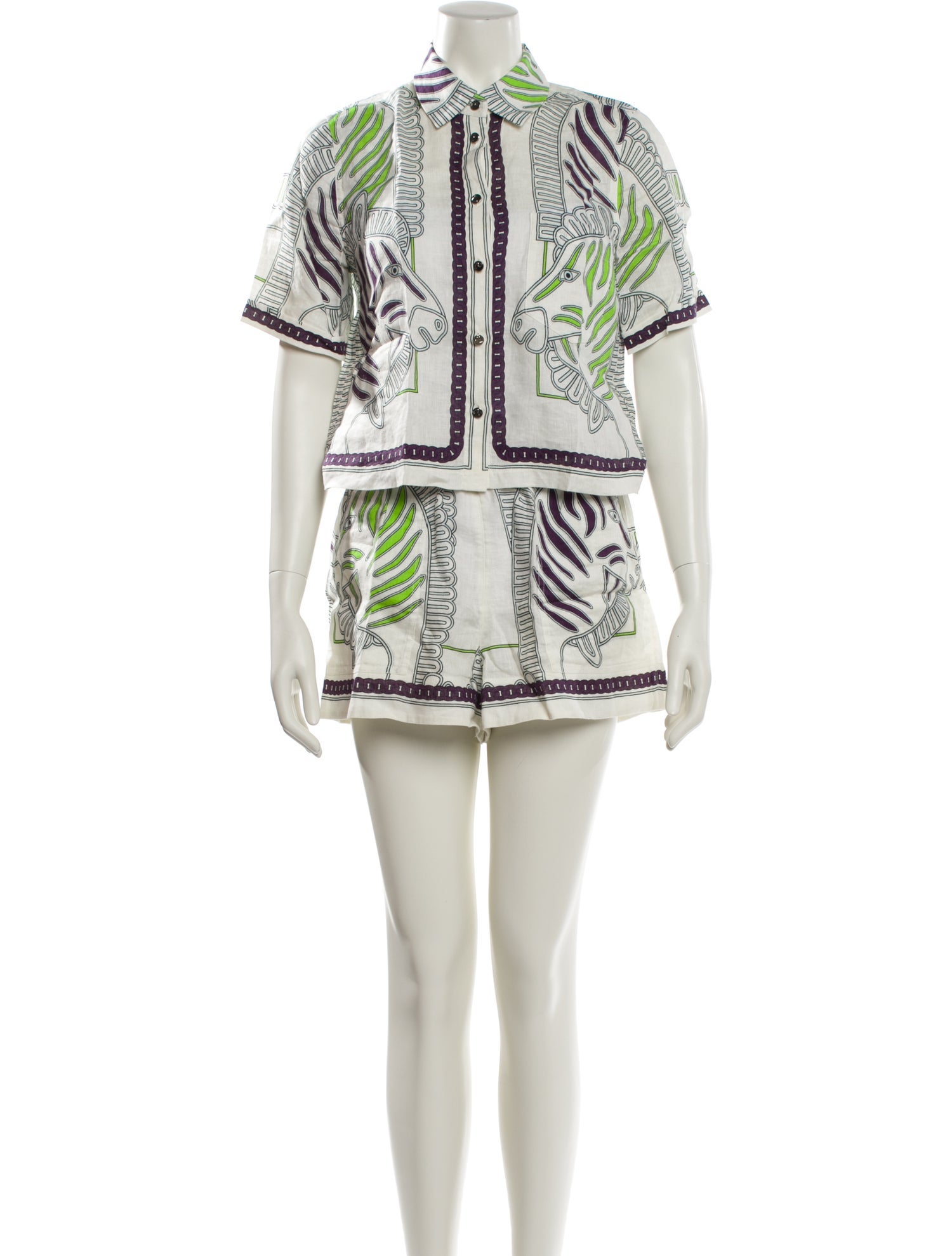 Tory Burch Linen Printed Short Set