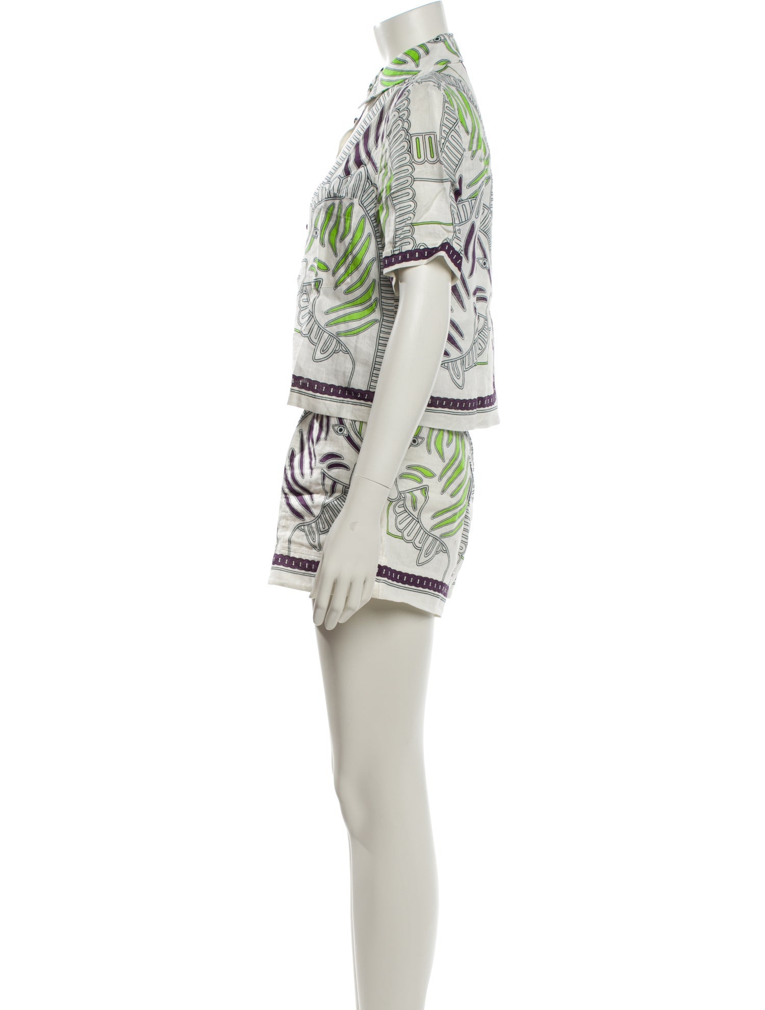 Tory Burch Linen Printed Short Set