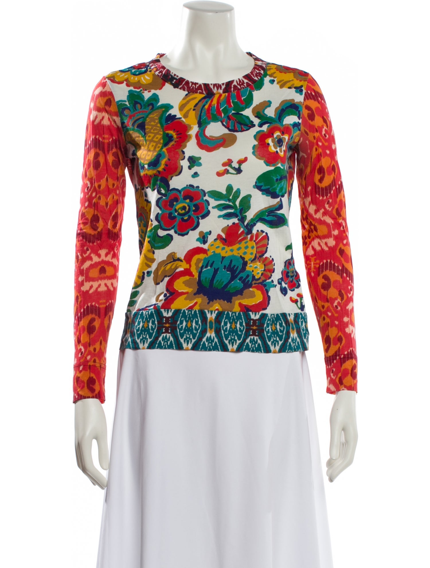 Tory Burch Floral Print Crew Neck Sweatshirt