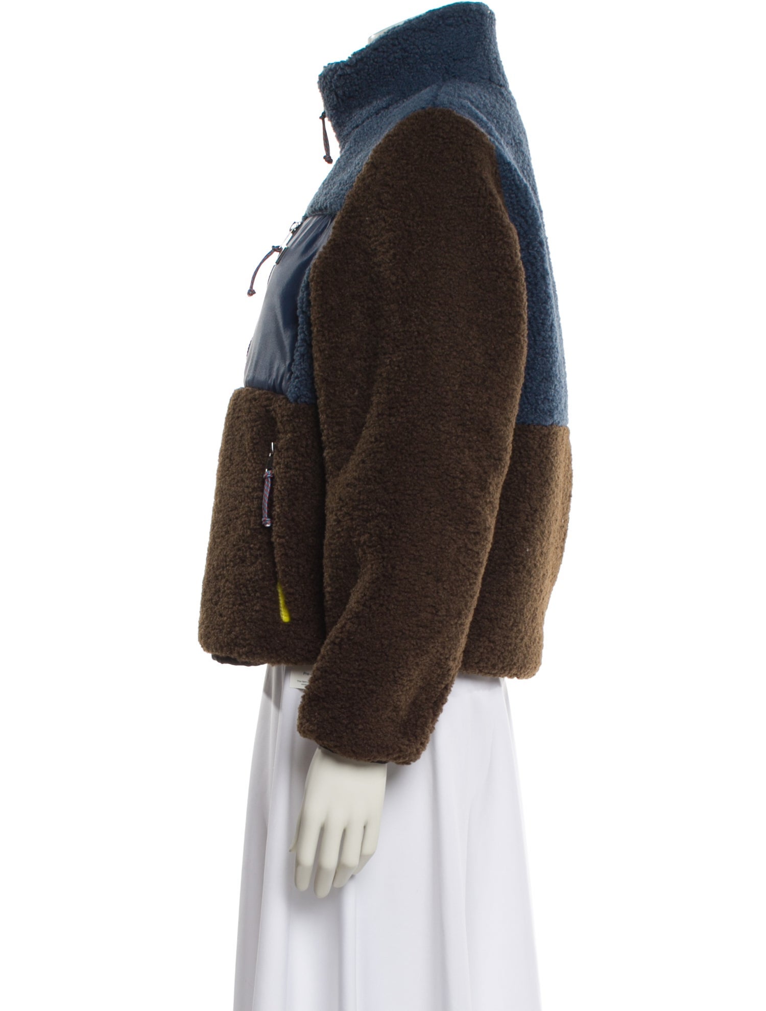 Tory Burch Colorblock Pattern Faux Fur Jacket