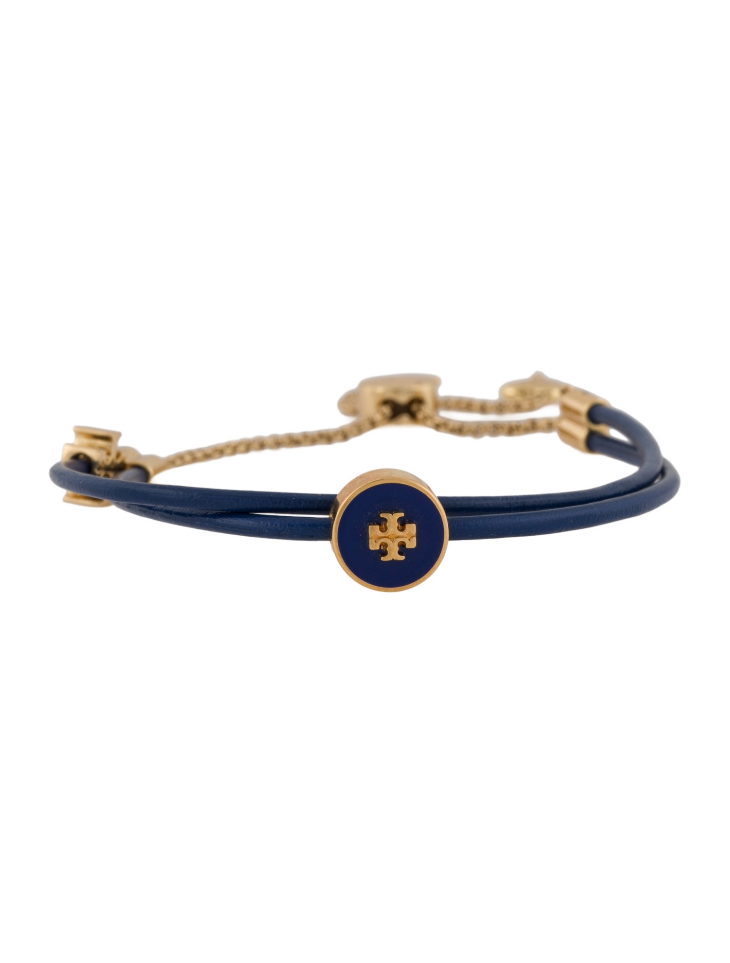 Tory Burch Enamel & Leather Kira Slider Bracelet