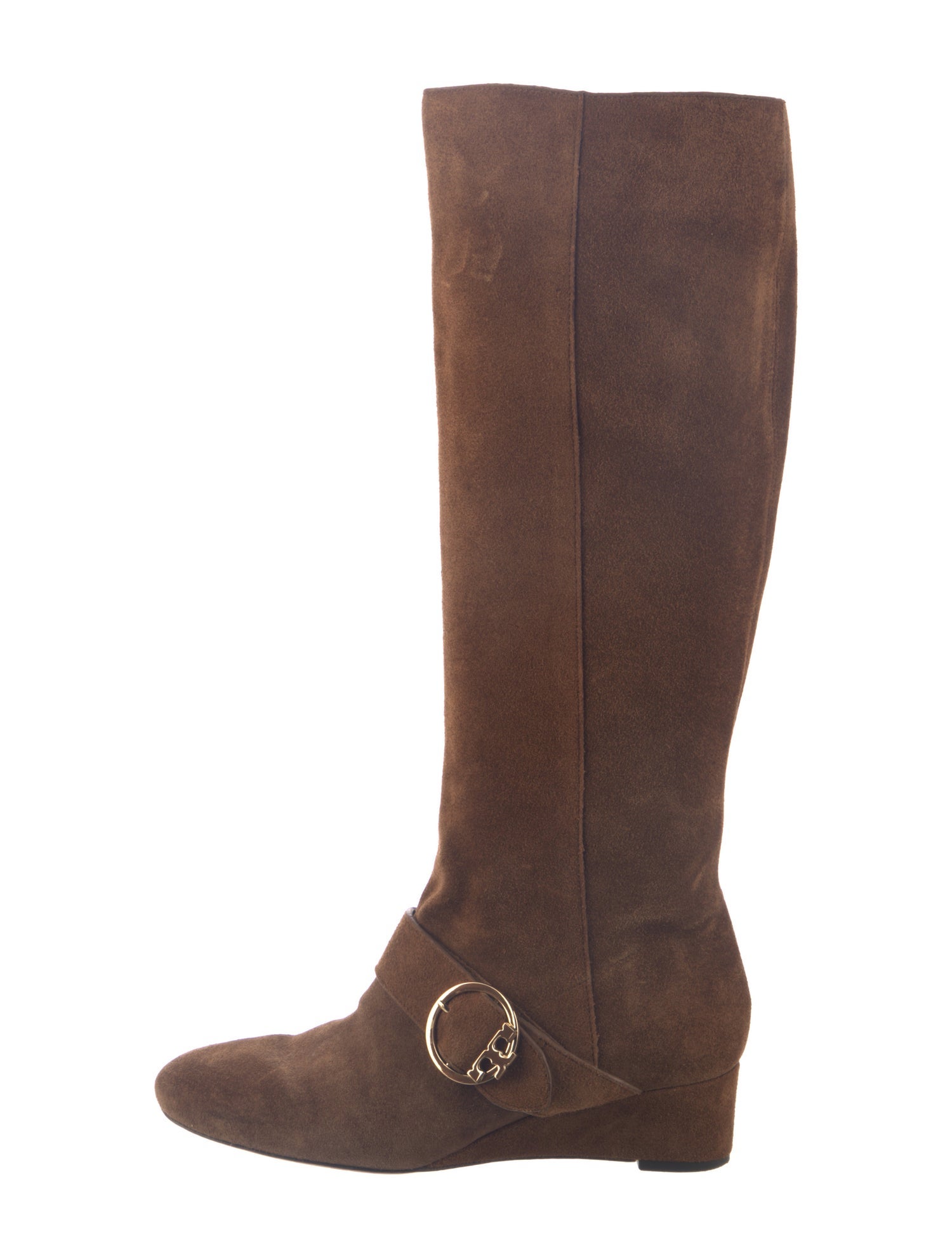 Tory Burch Suede Colorblock Pattern Riding Boots