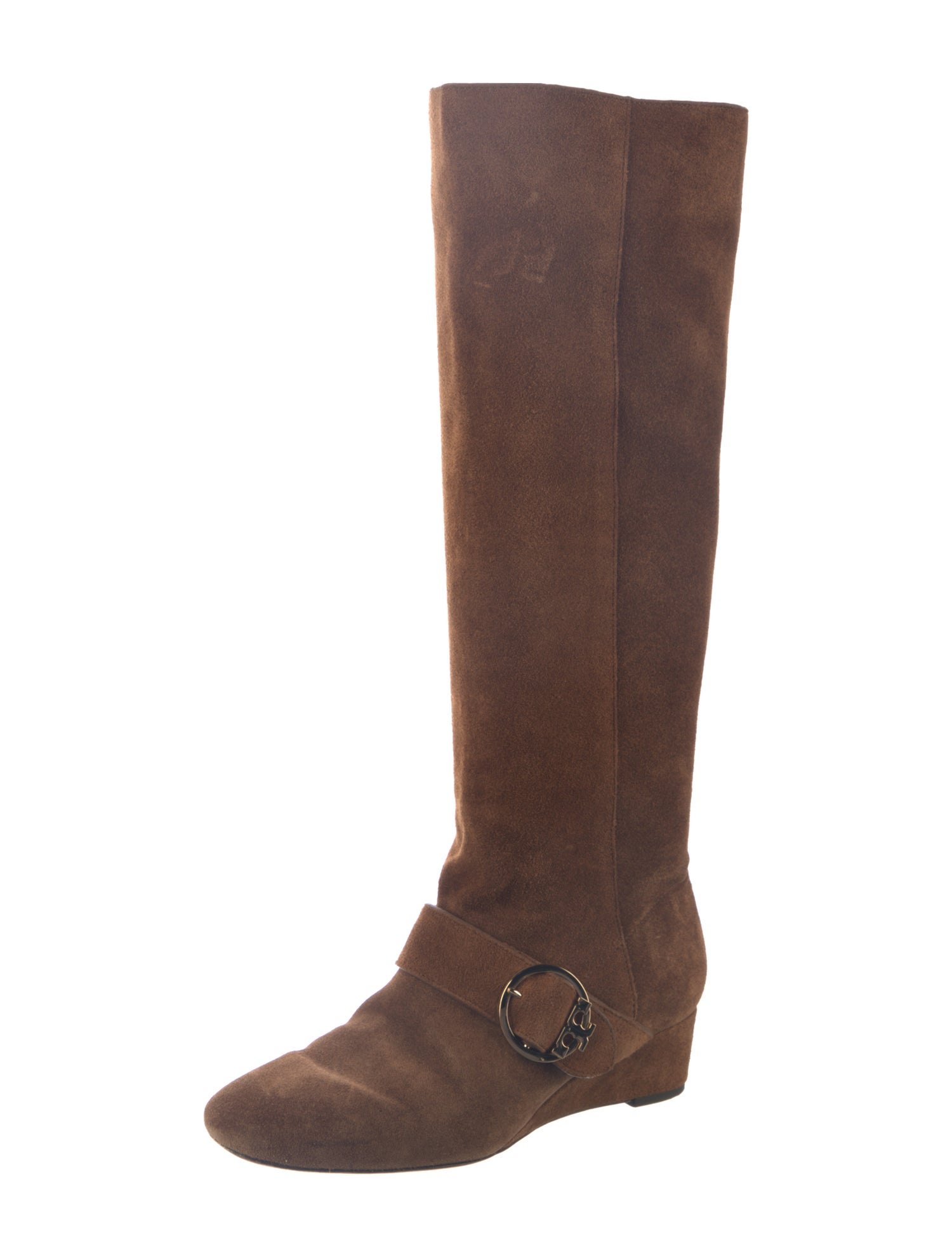 Tory Burch Suede Colorblock Pattern Riding Boots