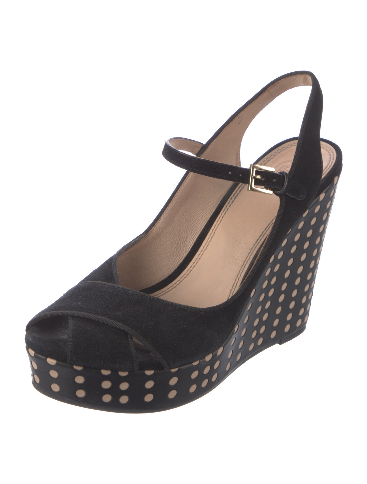 Tory Burch Suede Polka Dot Print Slingback Pumps