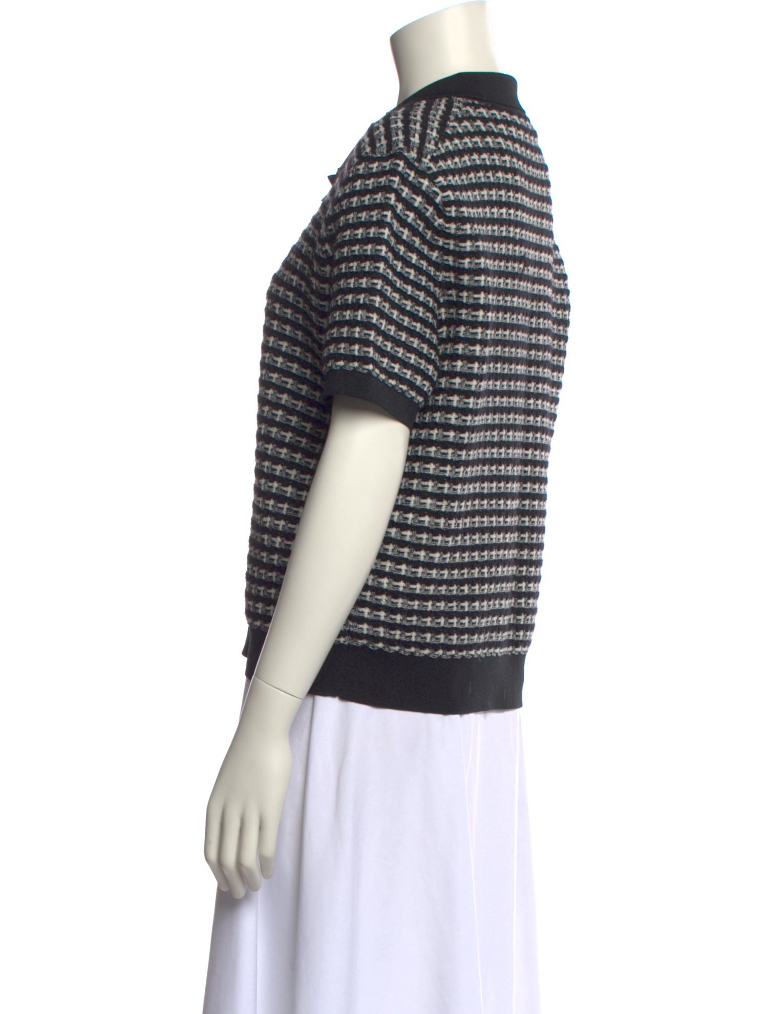 Tory Burch Tweed Pattern Short Sleeve Polo