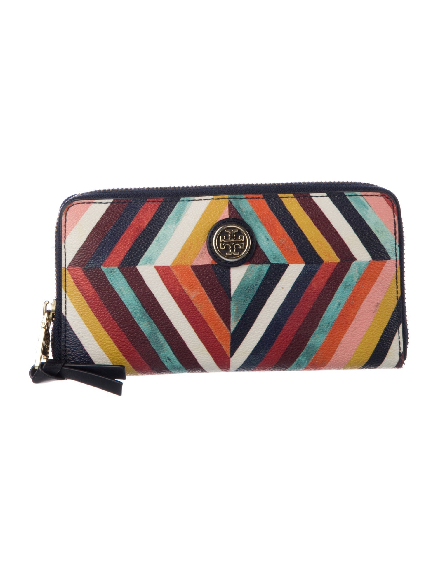 Tory Burch Leather Striped Continental Wallet