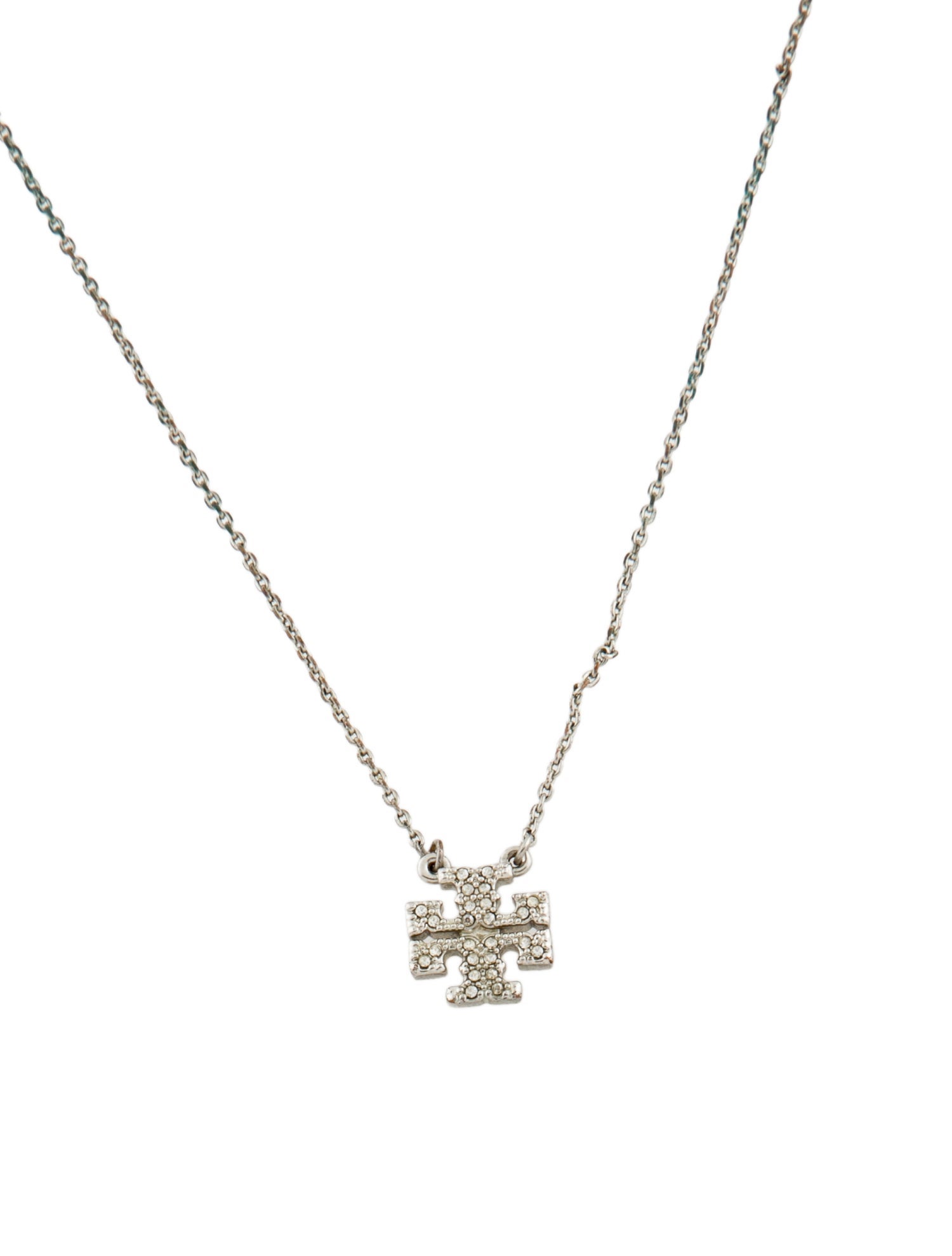 Tory Burch Crystal Logo Pendant Necklace
