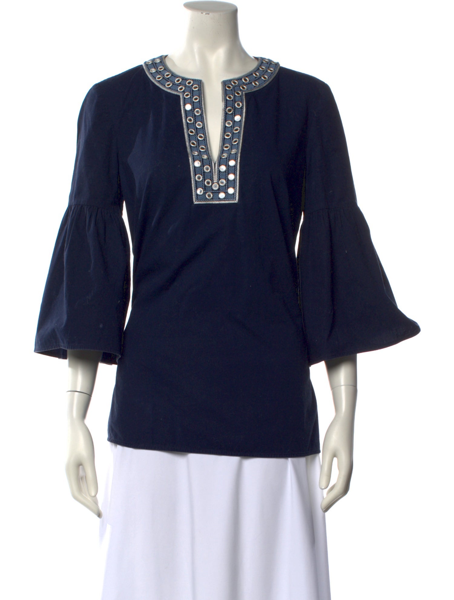 Tory Burch V-Neck Three-Quarter Sleeve Tunic