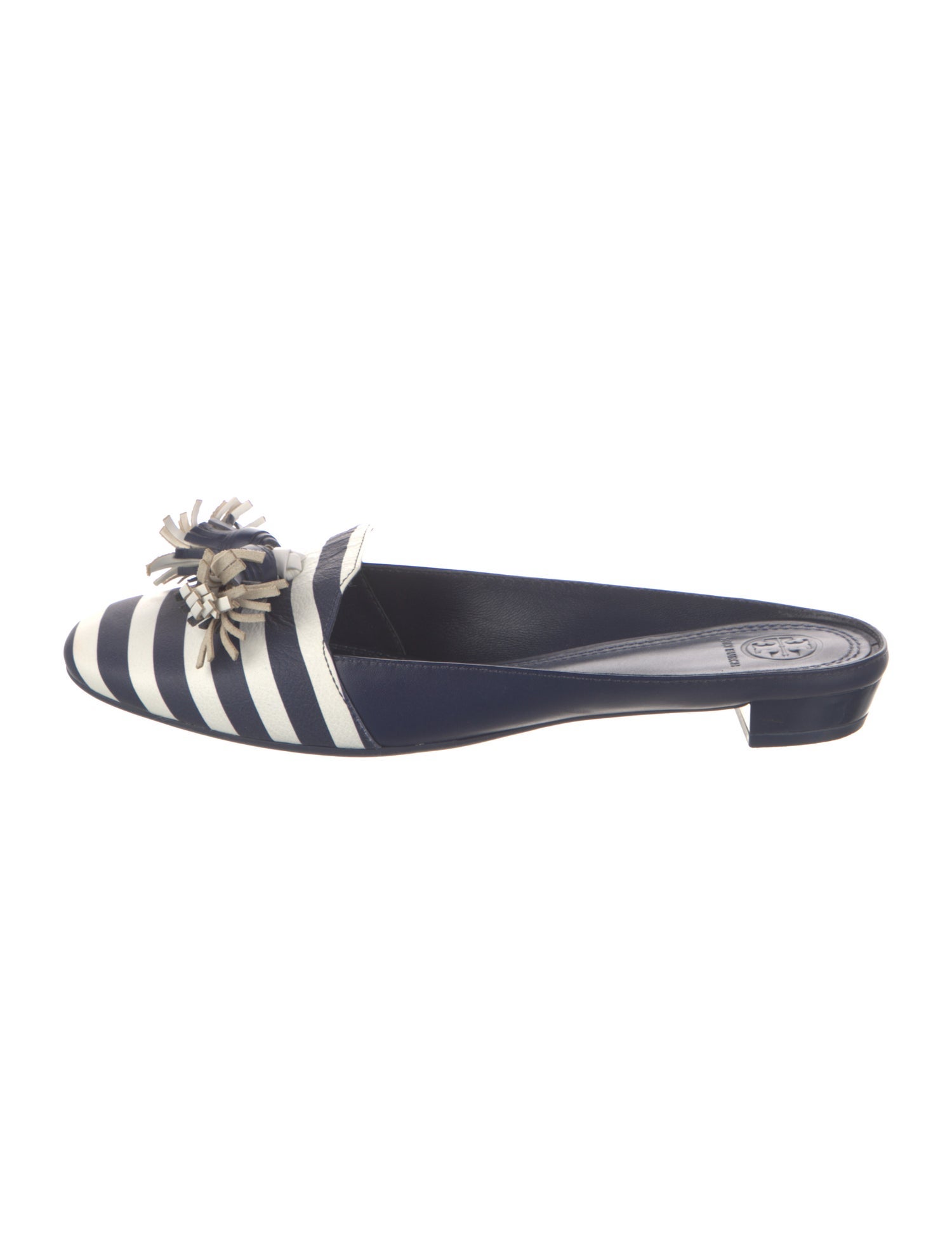 Tory Burch Leather Striped Mules