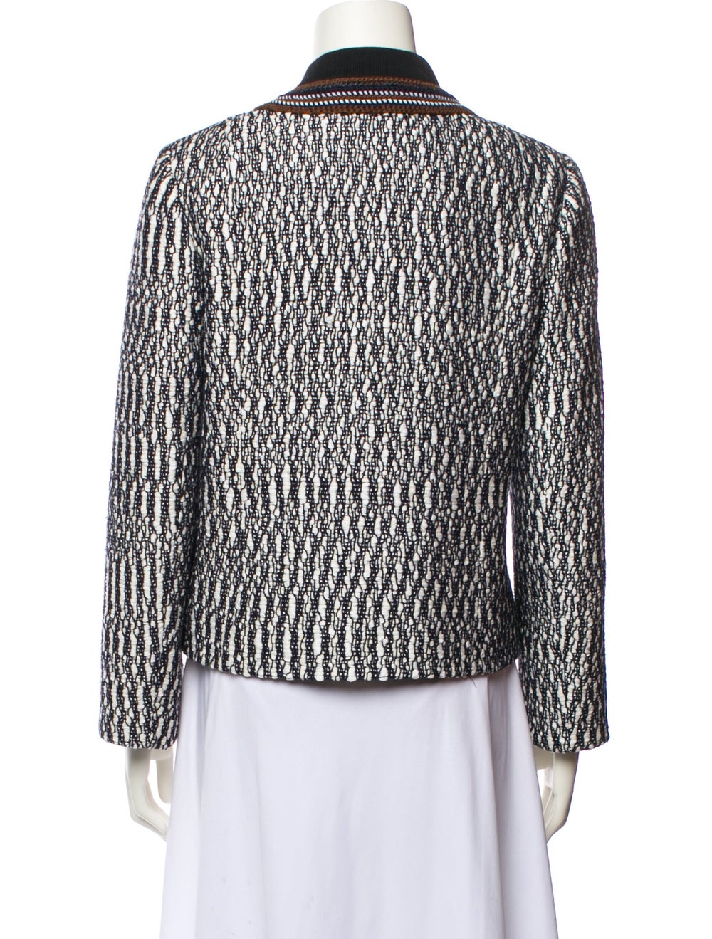 Tory Burch Jacket Black Tweed Pattern Crochet Tri… - image 3