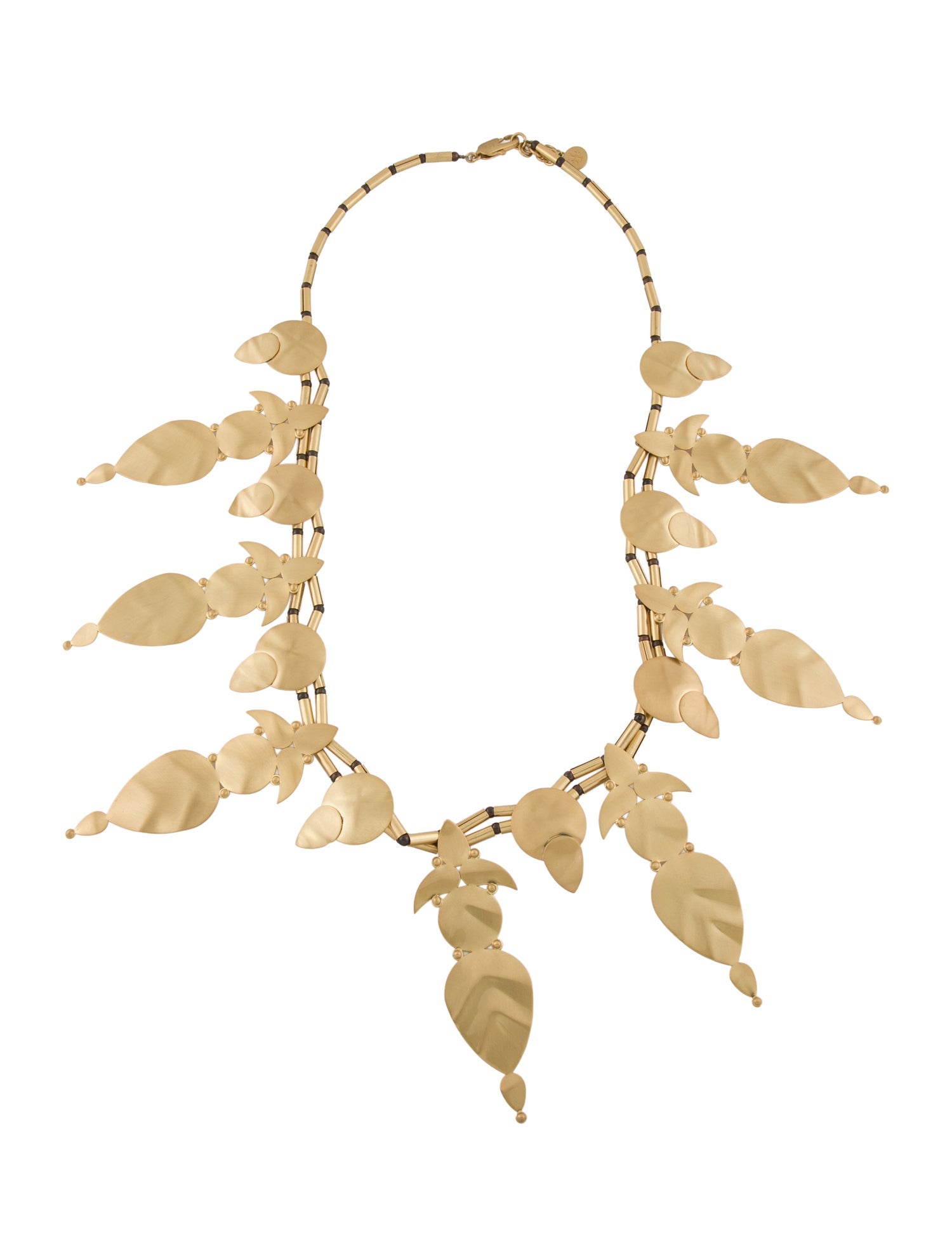Tory Burch Hammered Willow-Leaf Collar Necklace